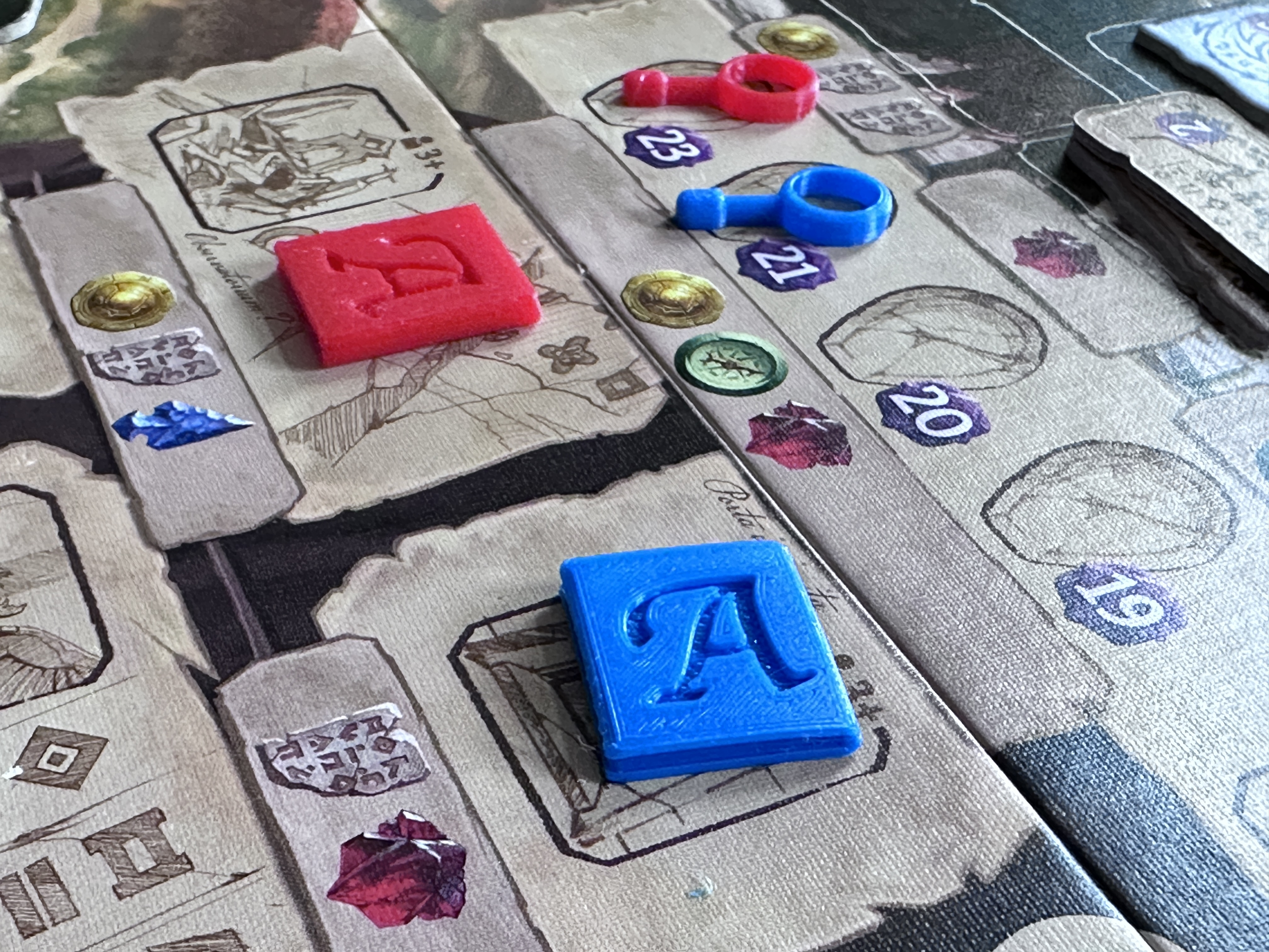 Research Tokens (Notebook and Magnifying Glass) for Lost Ruins of Arnak