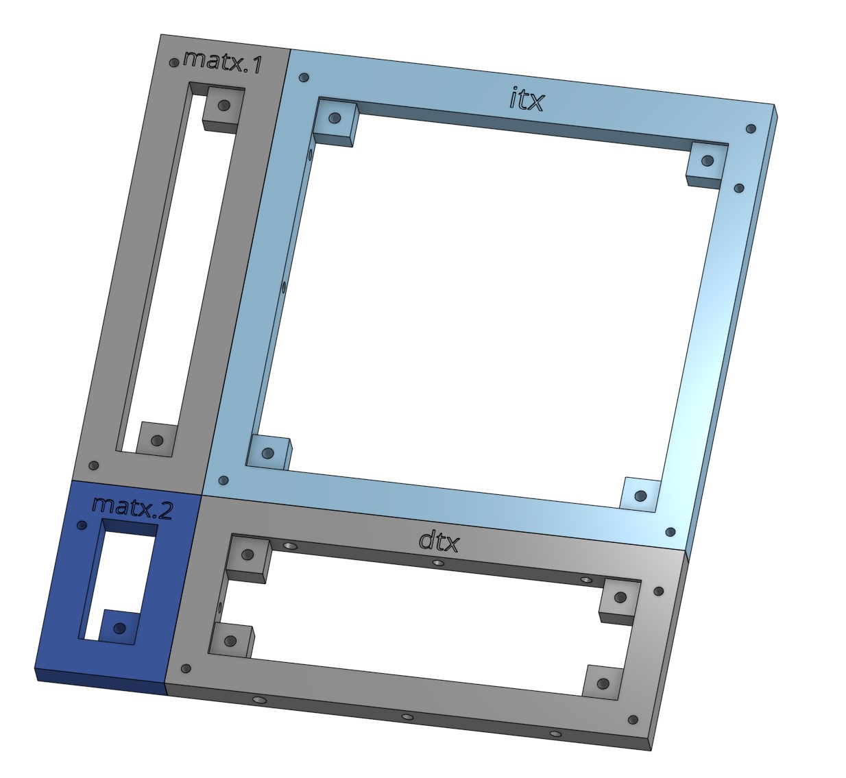 Modular ITX/DTX/mATX/ATX/EATX/SSI-EEB/SSI-CEB/XL-ATX mainboard frame/tray