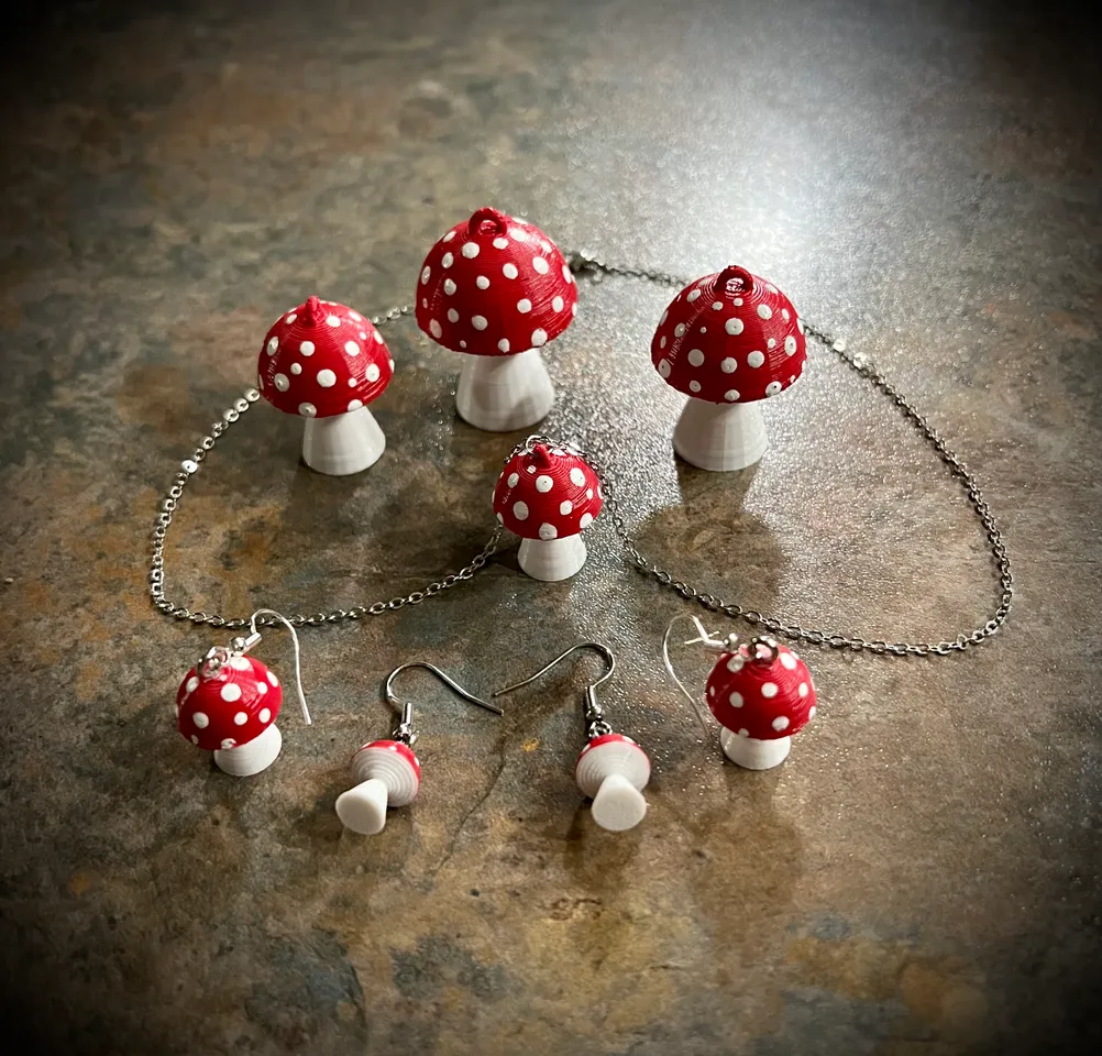 Jewelry :: Necklaces :: Rainbow Wood Mushroom Necklace