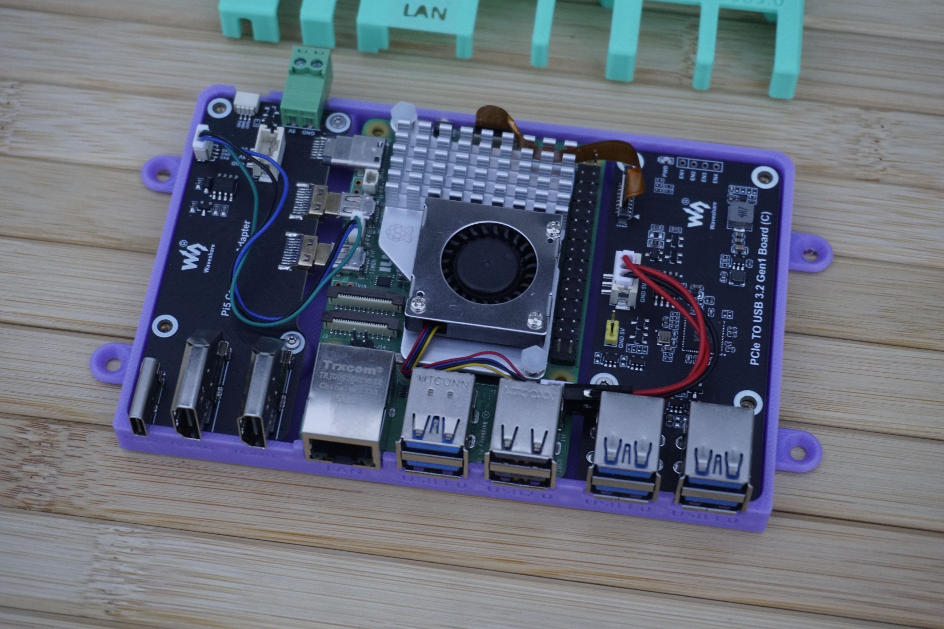 Raspberry Pi 5 & Waveshare connector & USB 3.0 PCB Adapter Housing by Nerdiy.de