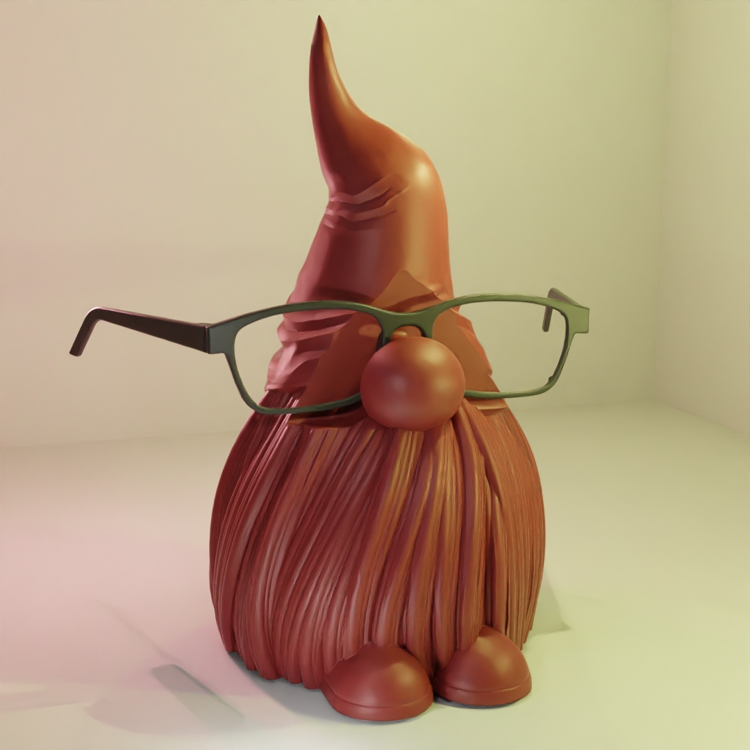 Gnome Glasses Holder 3D model thumbnail