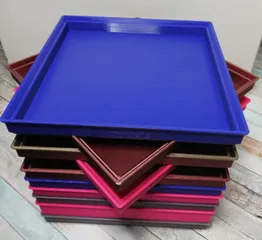 2-Way Stackable Puzzle Sorting Trays w/ Sloped Sides + Sliding Lid by  WhatWouldAnEngineerDo, Download free STL model