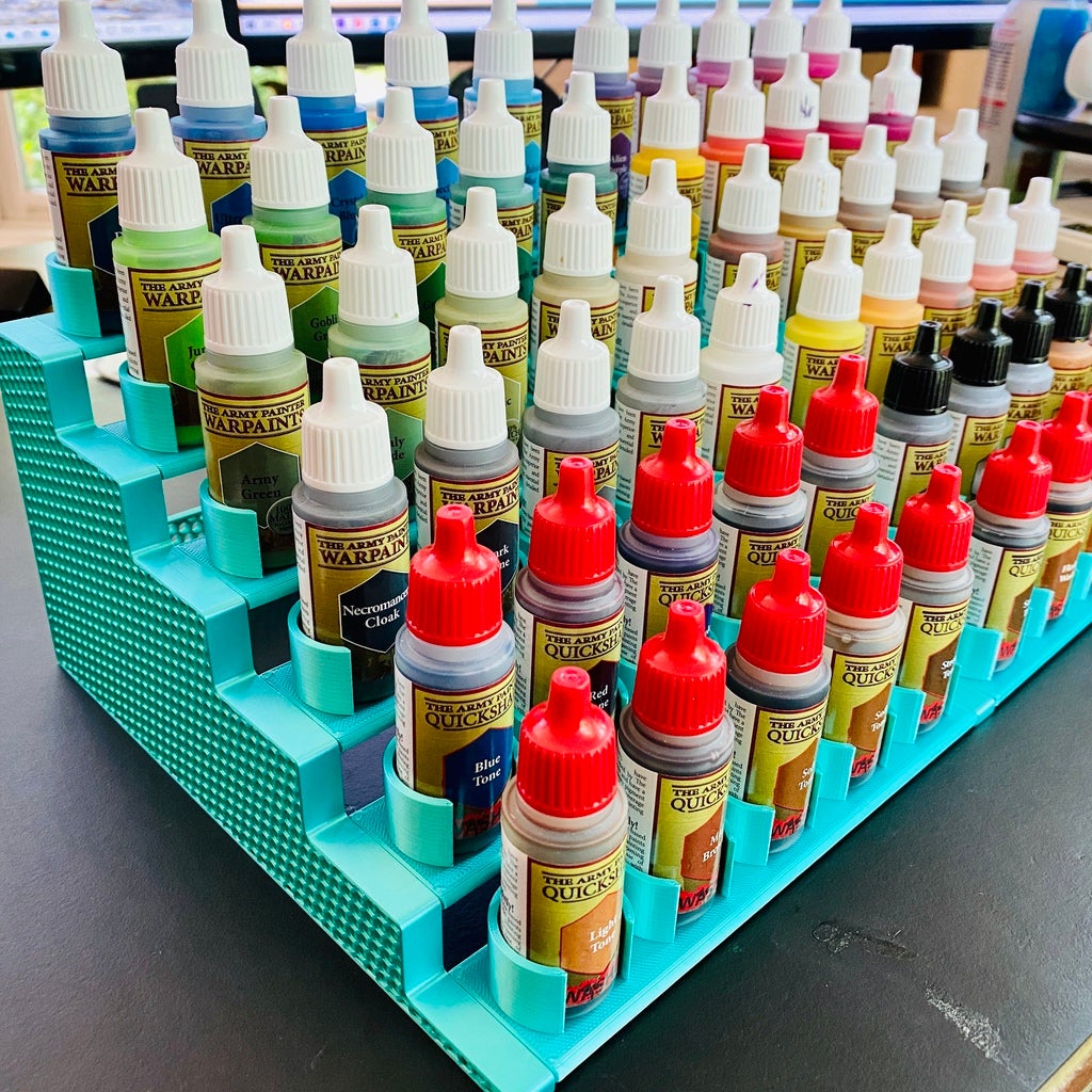 Modular holder for miniature paints and brushes