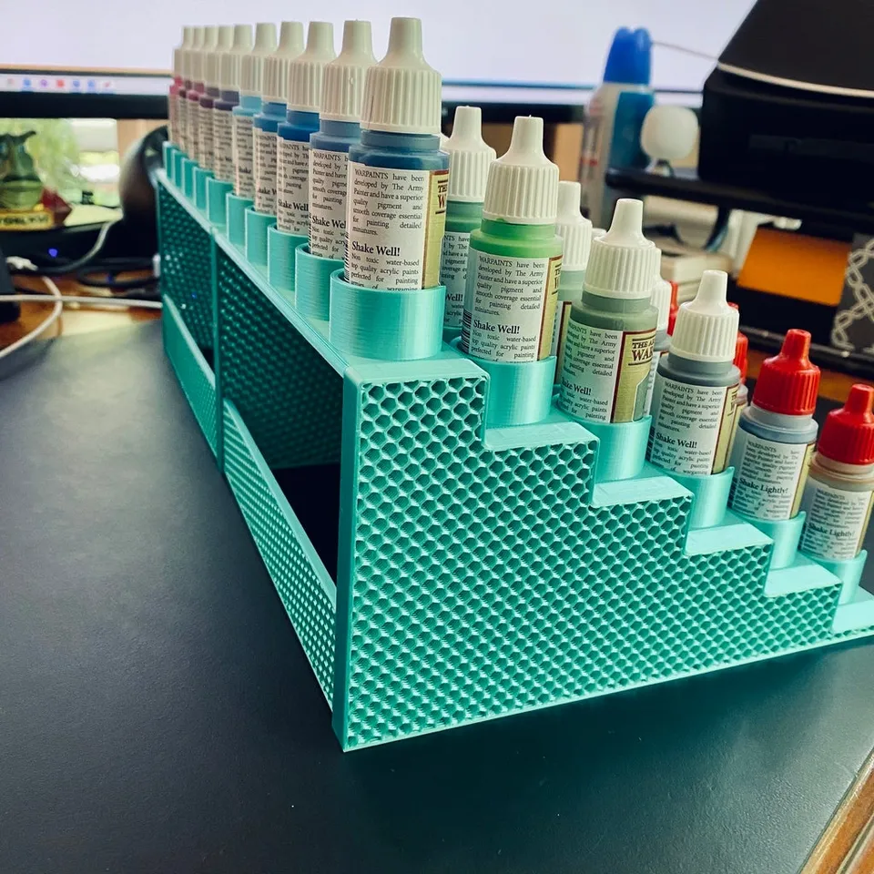Modular holder/rack for miniature paints and brushes by fuchsr, Download  free STL model