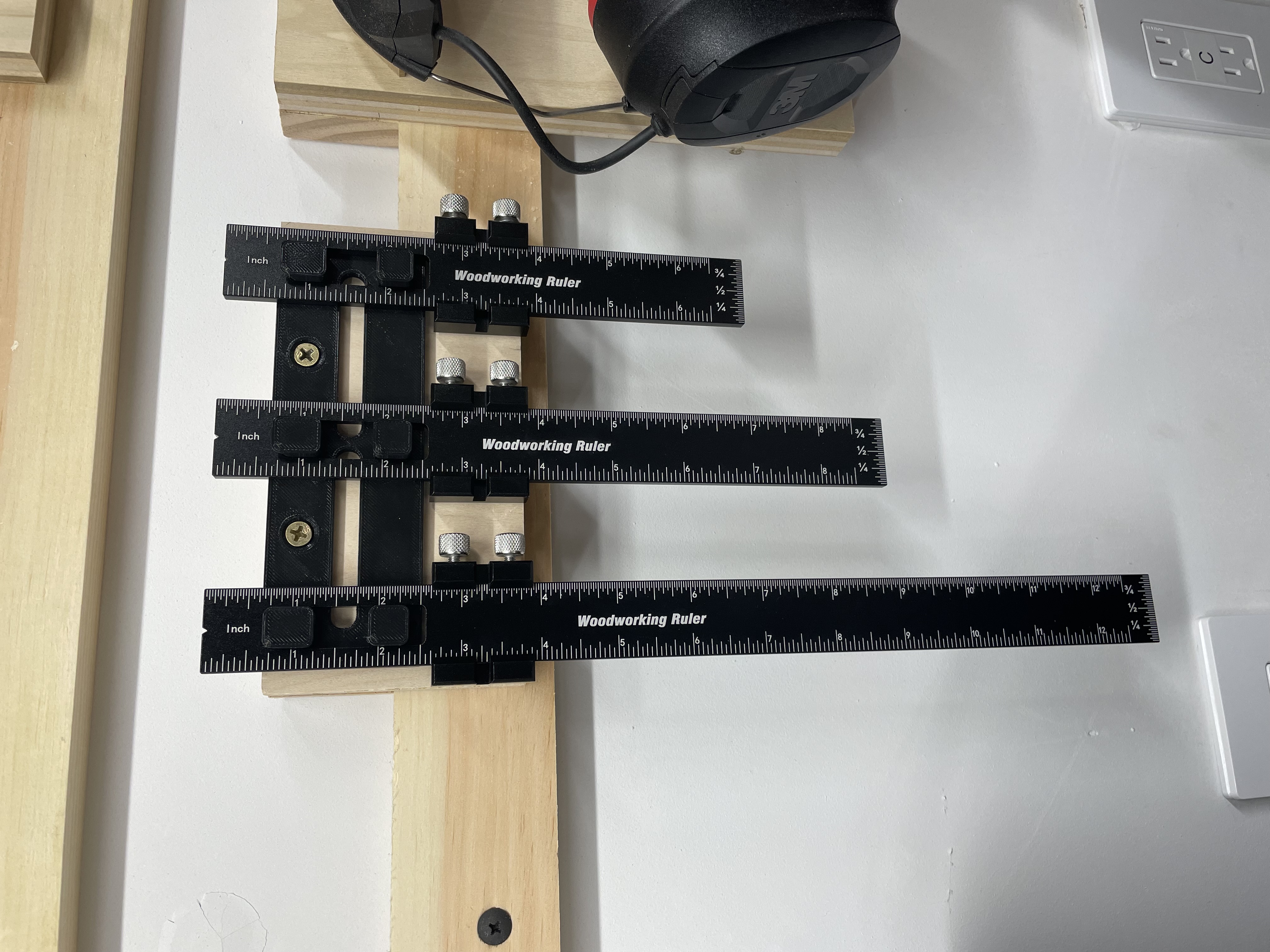 Woodworking Ruler Set Wall Mount Hanger