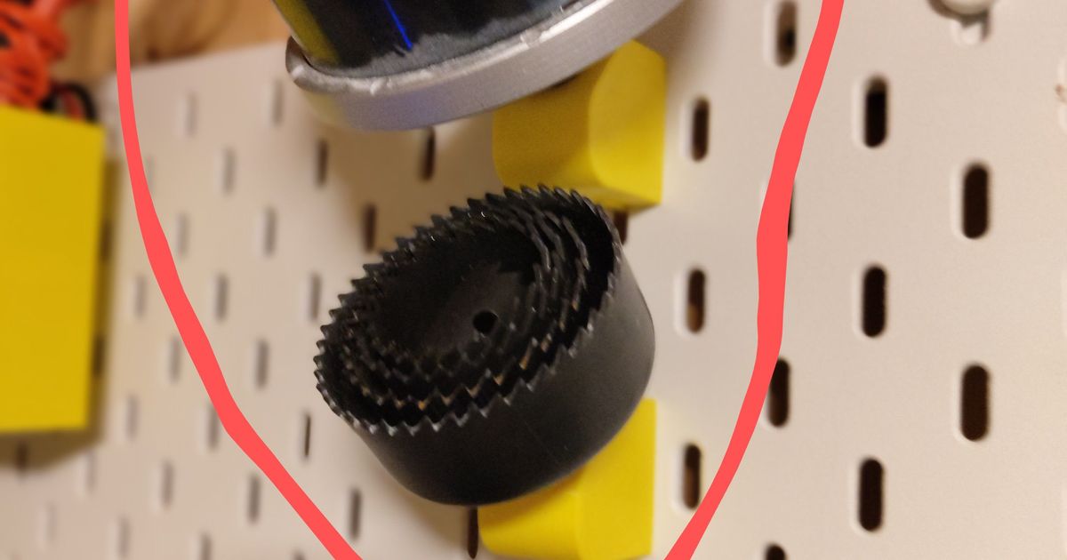 Hole saw mount for Ikea Skadis 10mm bit size by Tor Arne Bartholdsen