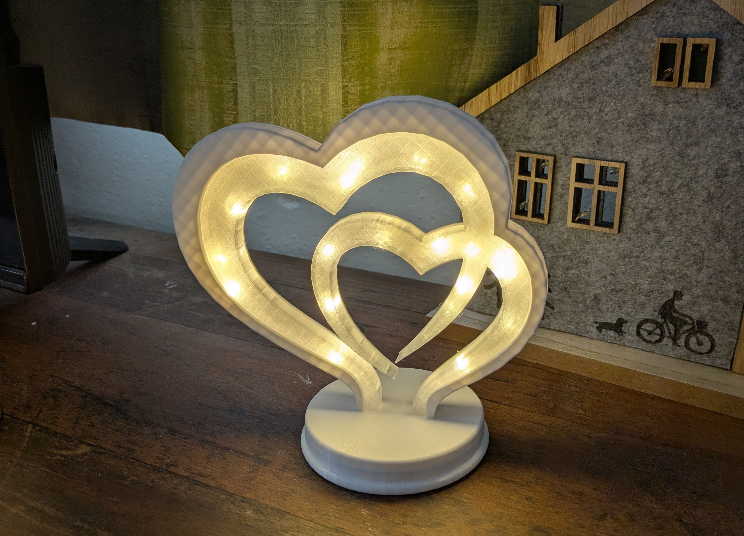 Valentines Heart decoration / doubleheart with light