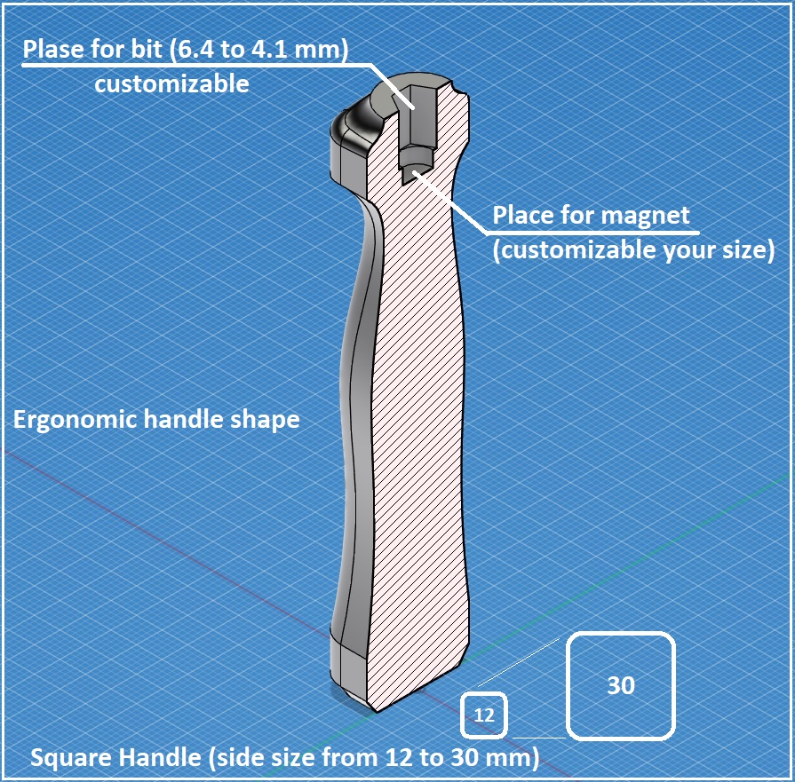 Miniatura 3 do modelo 3D Customizable Bit Handle