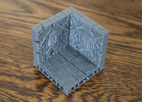 OpenLock Dungeon tile corner with decorative hanging sword and shield