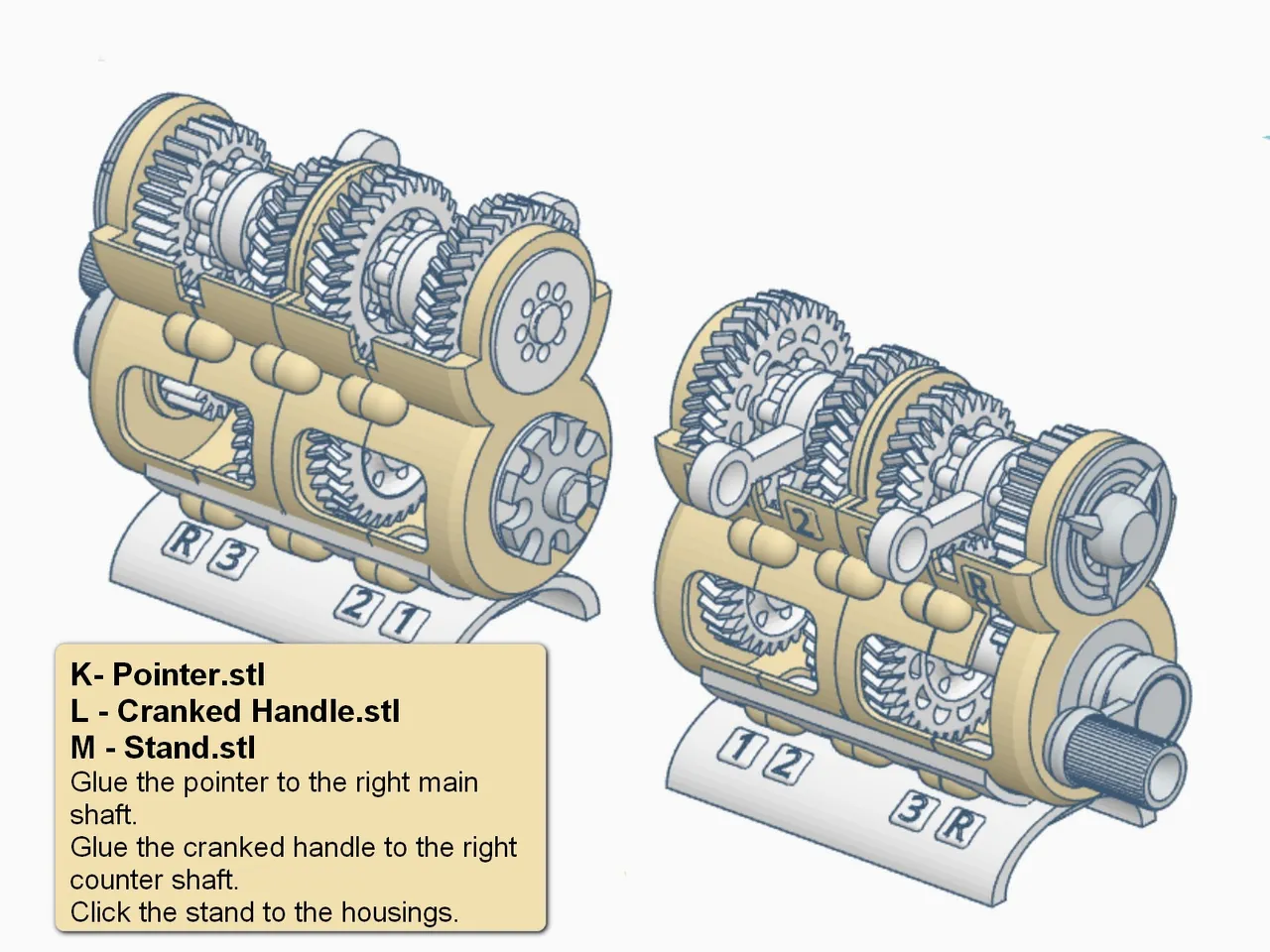 Constant Mesh 3 Speed Gearbox with Reverse Gear by Bootjevaarder