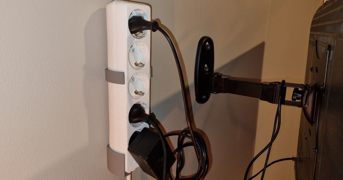 EU powerstrip wall mount bracket by Guðlaugur Arnason Download free