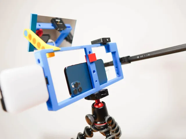 iPhone camera rig / cage with flip mirror.