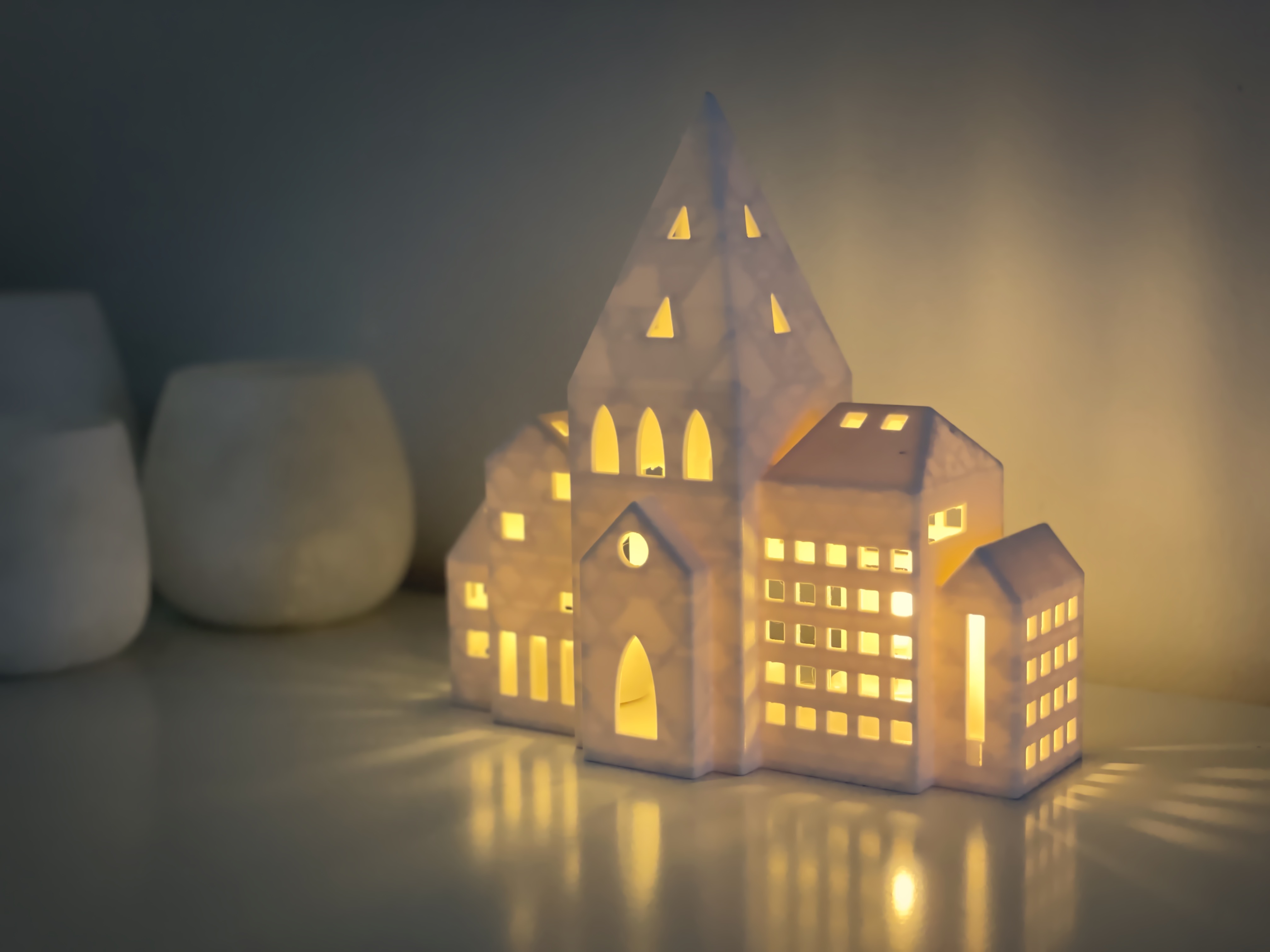 Christmas Modern Tealight Town (for use with 1 or 3 LED tealights)