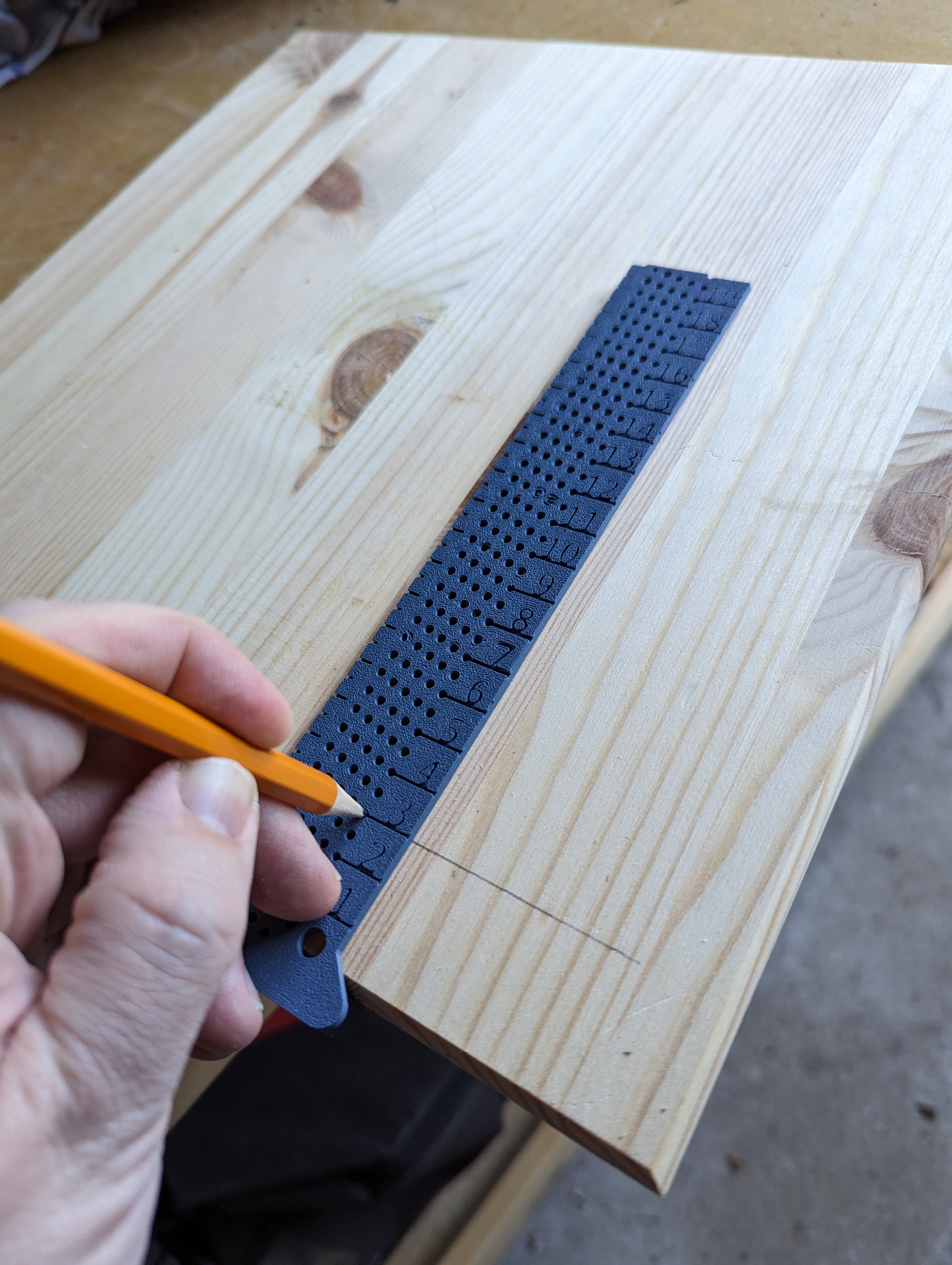 Woodworking marking gauge and ruler