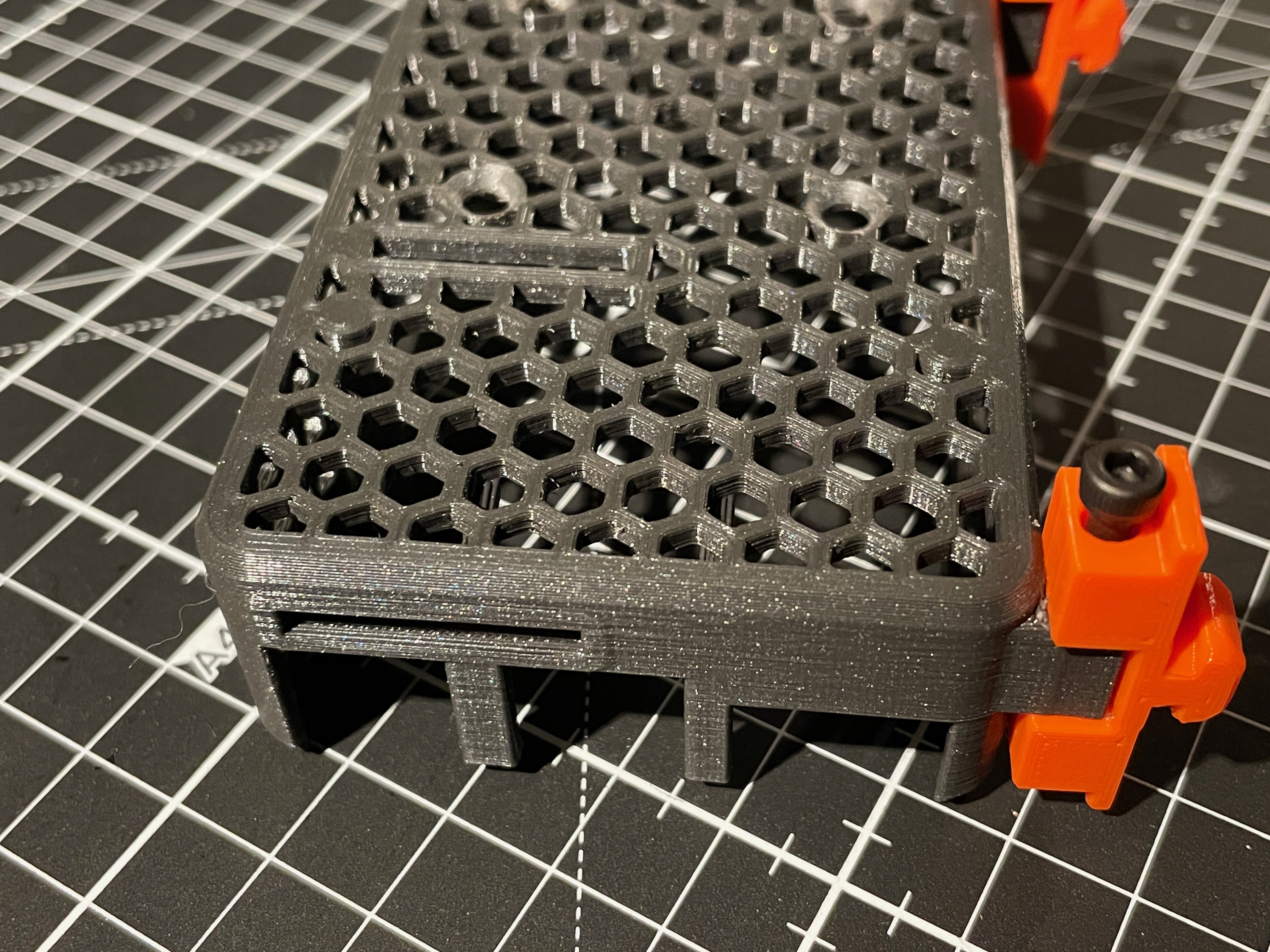 Top part of case for RPi with slots added on top and side for camera flex cable. 3D model thumbnail