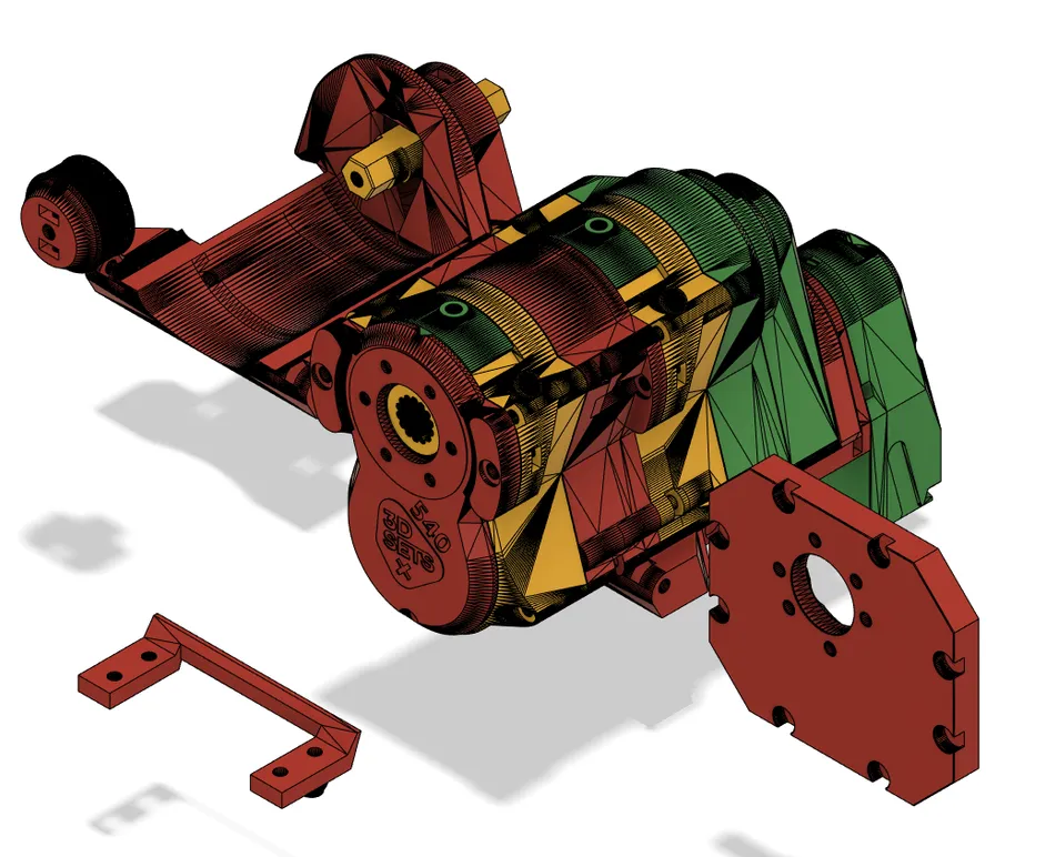 Low gear ratio belted gearbox for 3D Sets Rancher RC by Knur