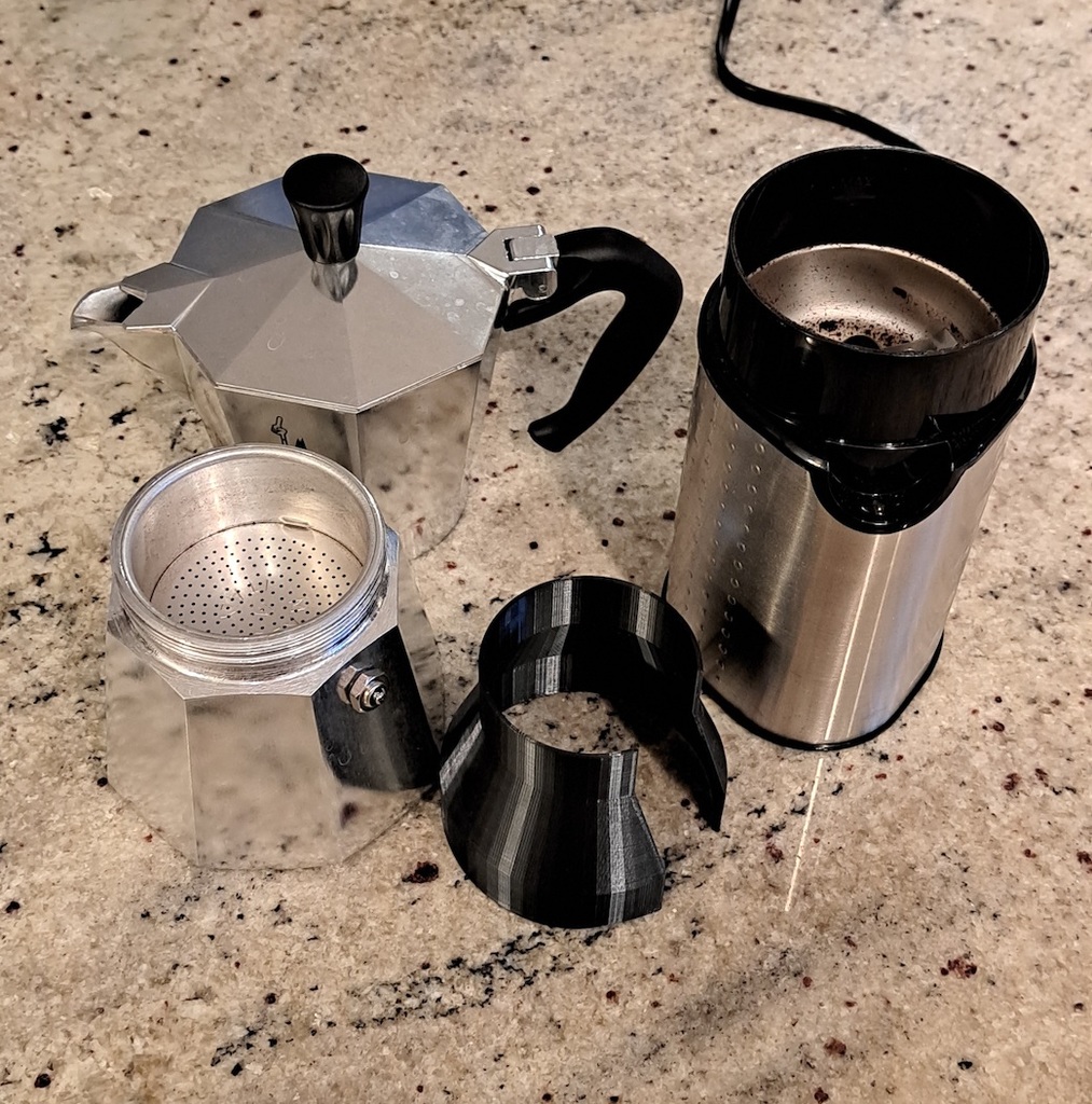 Coffee grinder to moka pot basket adaptor by baz Download free STL