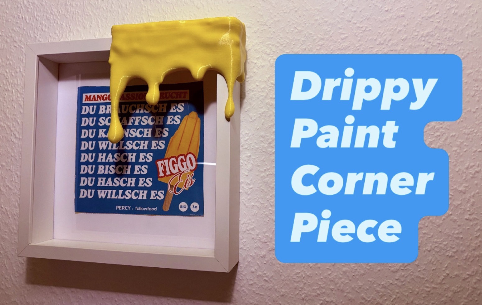 Drippy paint corner piece for cabinets and frames