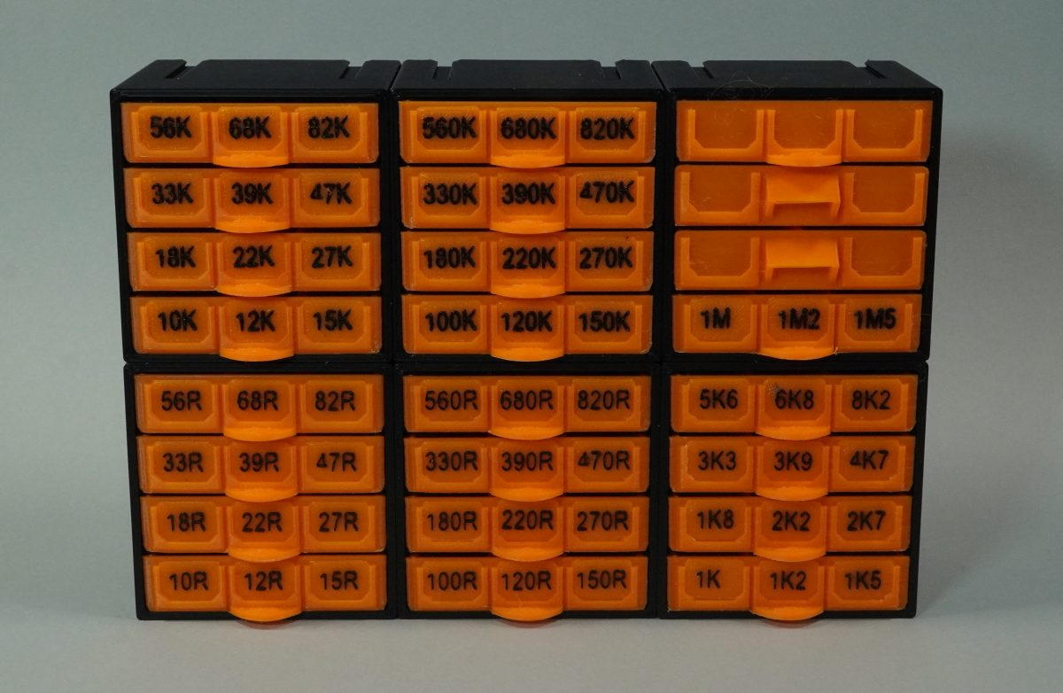 Resistor and Capacitor Labels E12, E6 series for Various Size Stackable Resistor Storage Box 3D model thumbnail