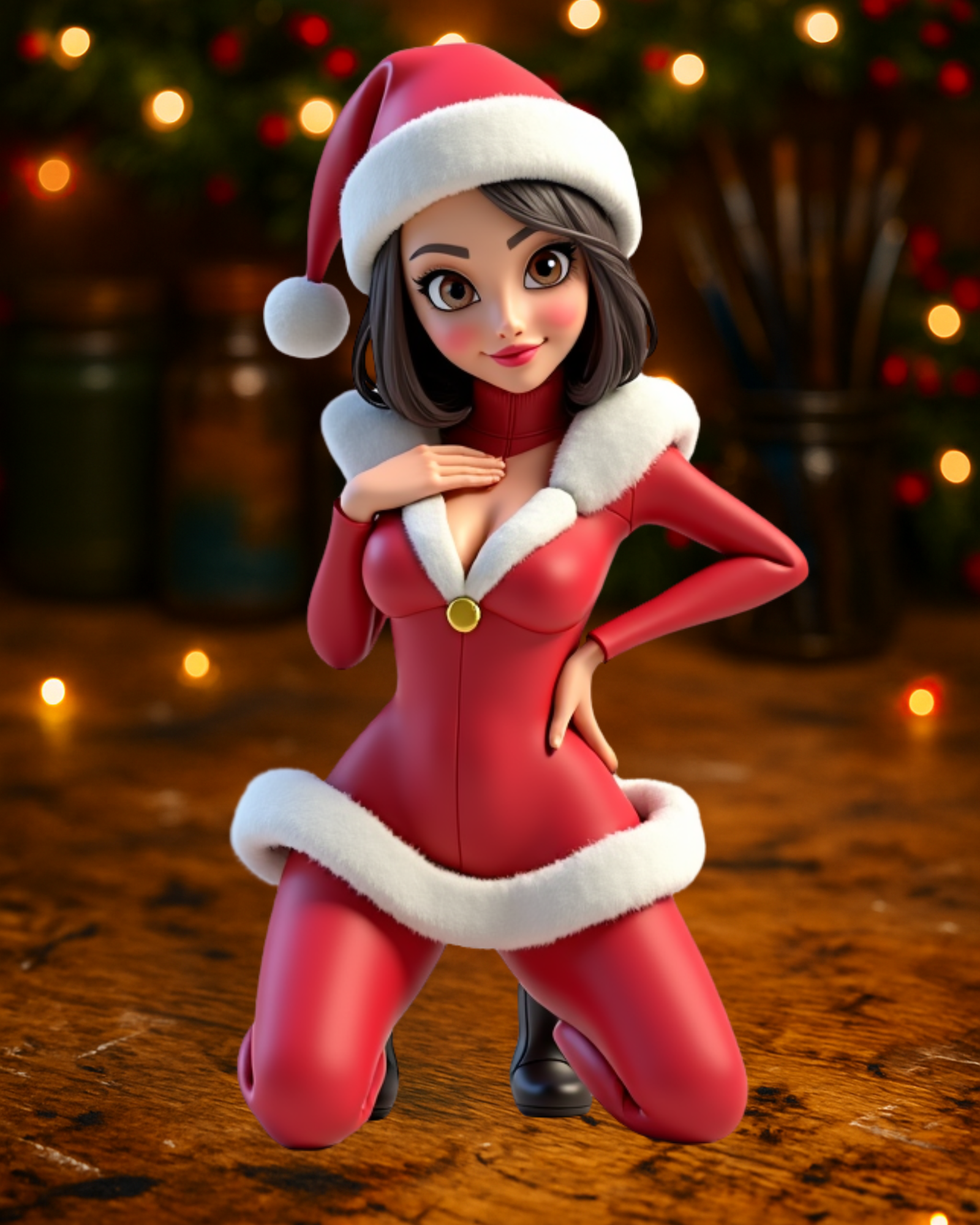 Santa Girl Figurine – Cute & Stylish Christmas Character Design