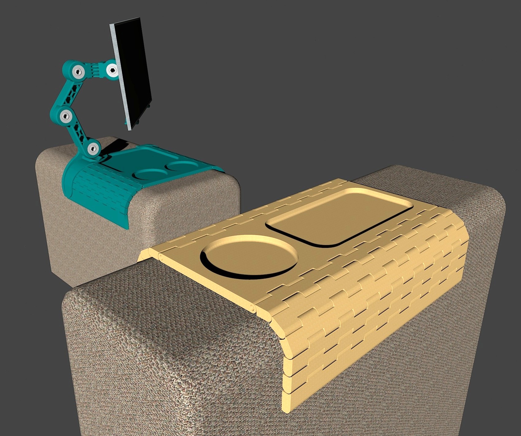 Customizable Armrest Table with optional Tablet Holder 3D model