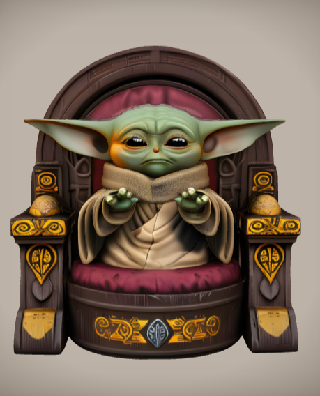 Baby Yoda on Jedi Throne – Realistic 3D Printable Bust