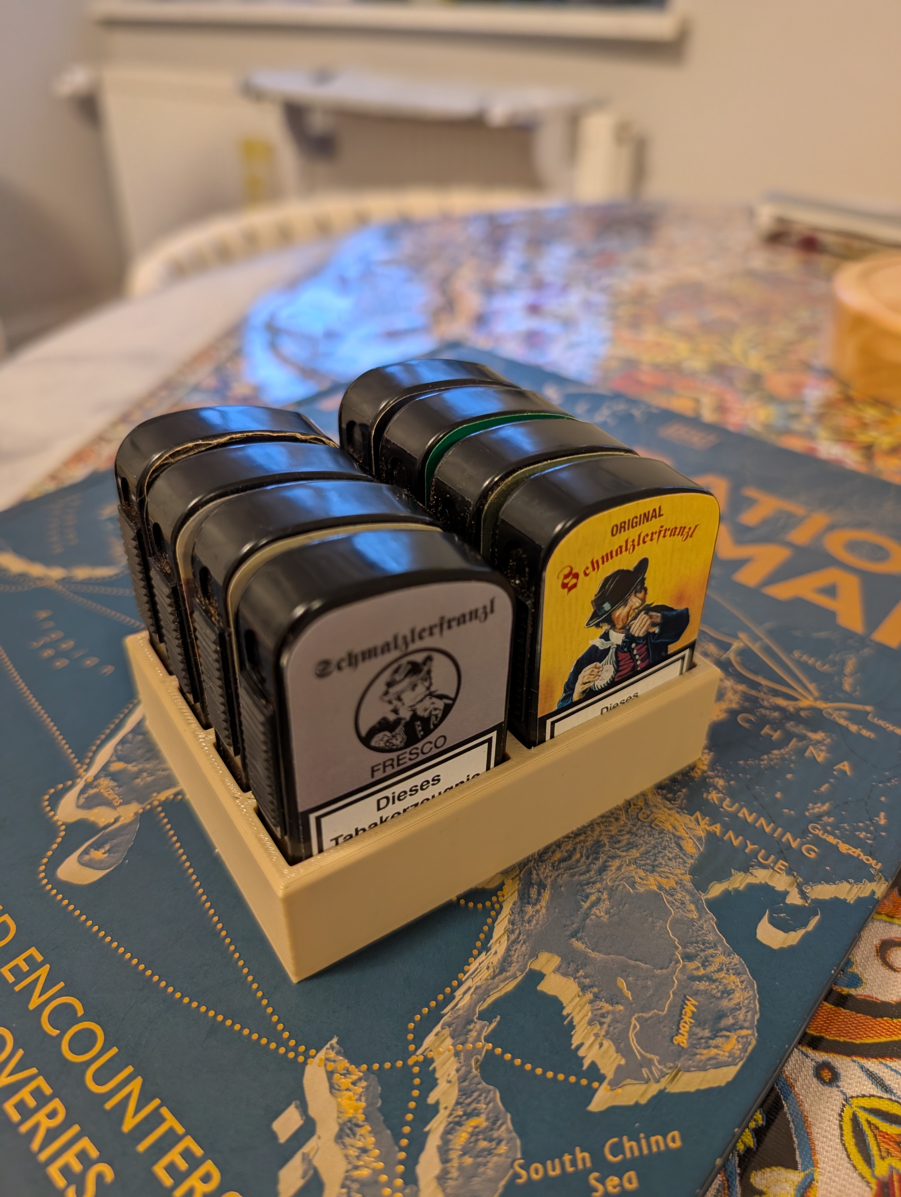 Eight-Slot Holder for Bernard Plastic Snuff Containers