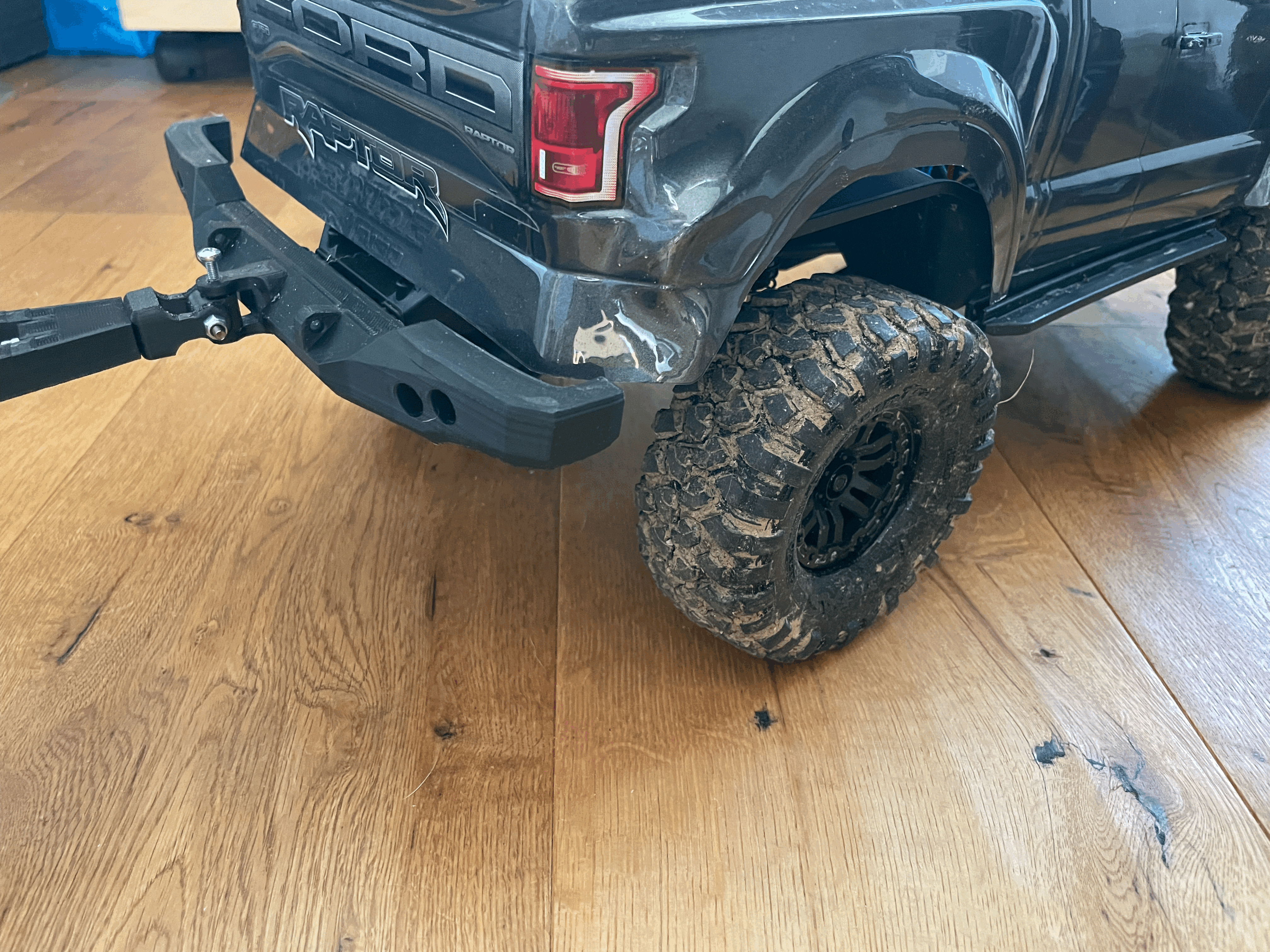 TRX4 rear bumper with a fixed tow hitch for the Offroad Horse Trailer