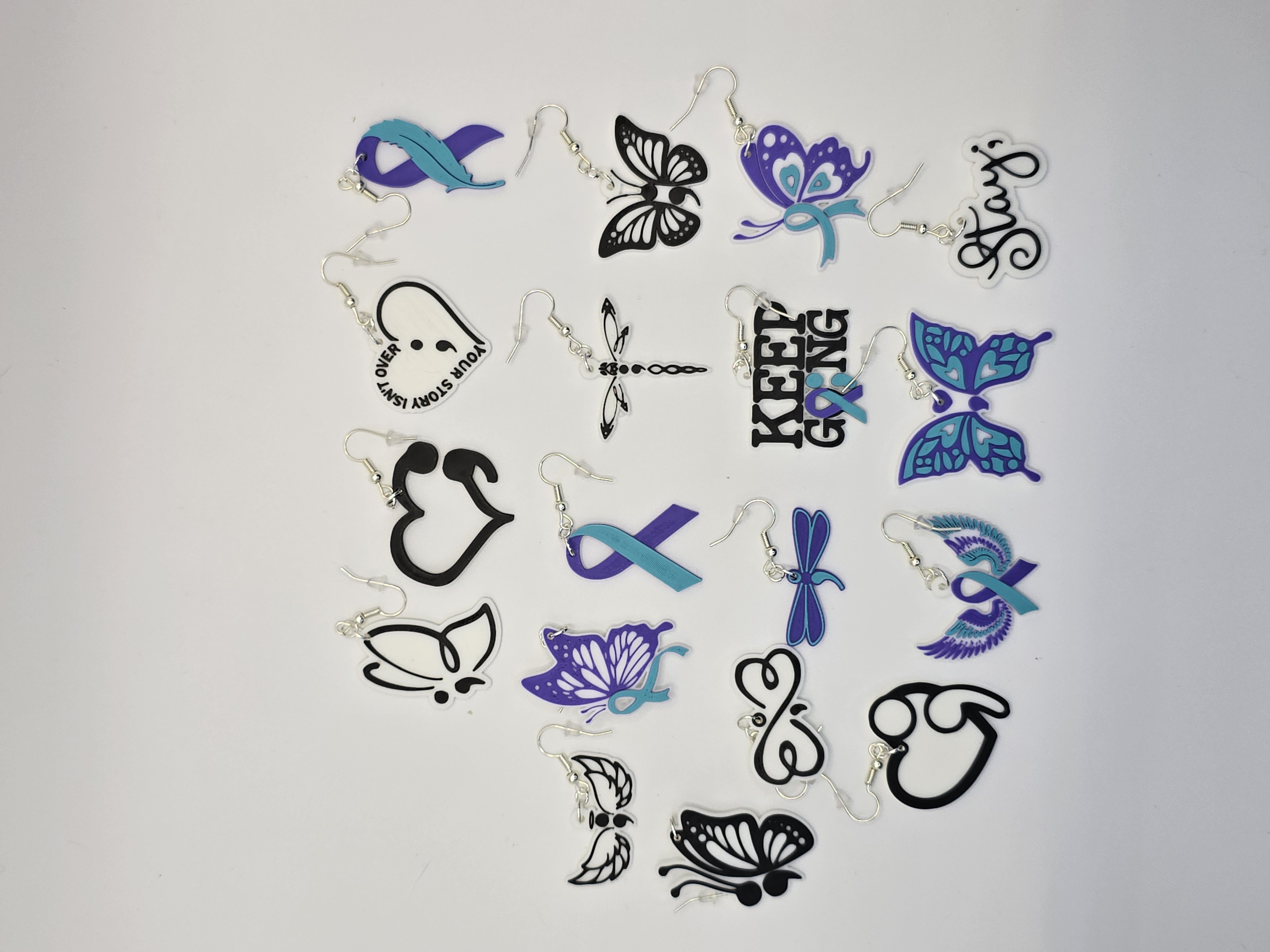 18 Suicide Awareness Ribbon Earrings
