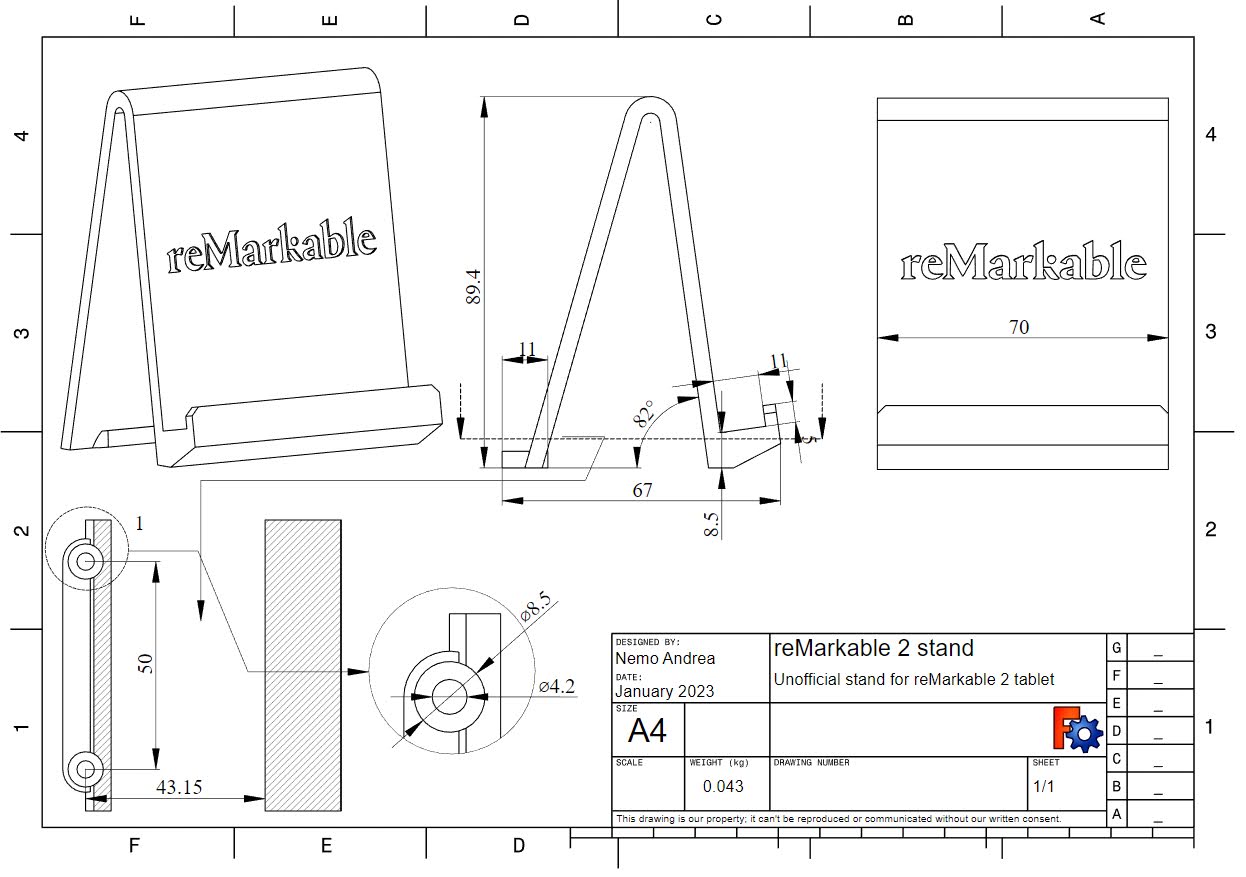 reMarkable 2 tablet stand