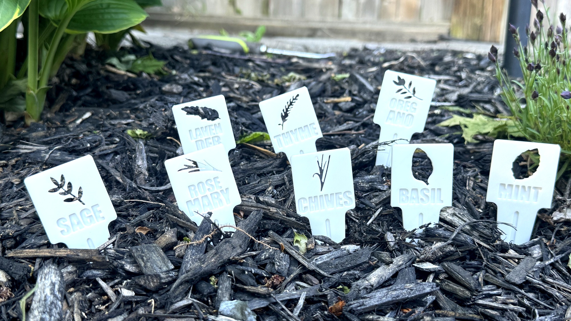 Herb Garden Marker Set — 8 Herbs, Backlit Icon Design, No Supports