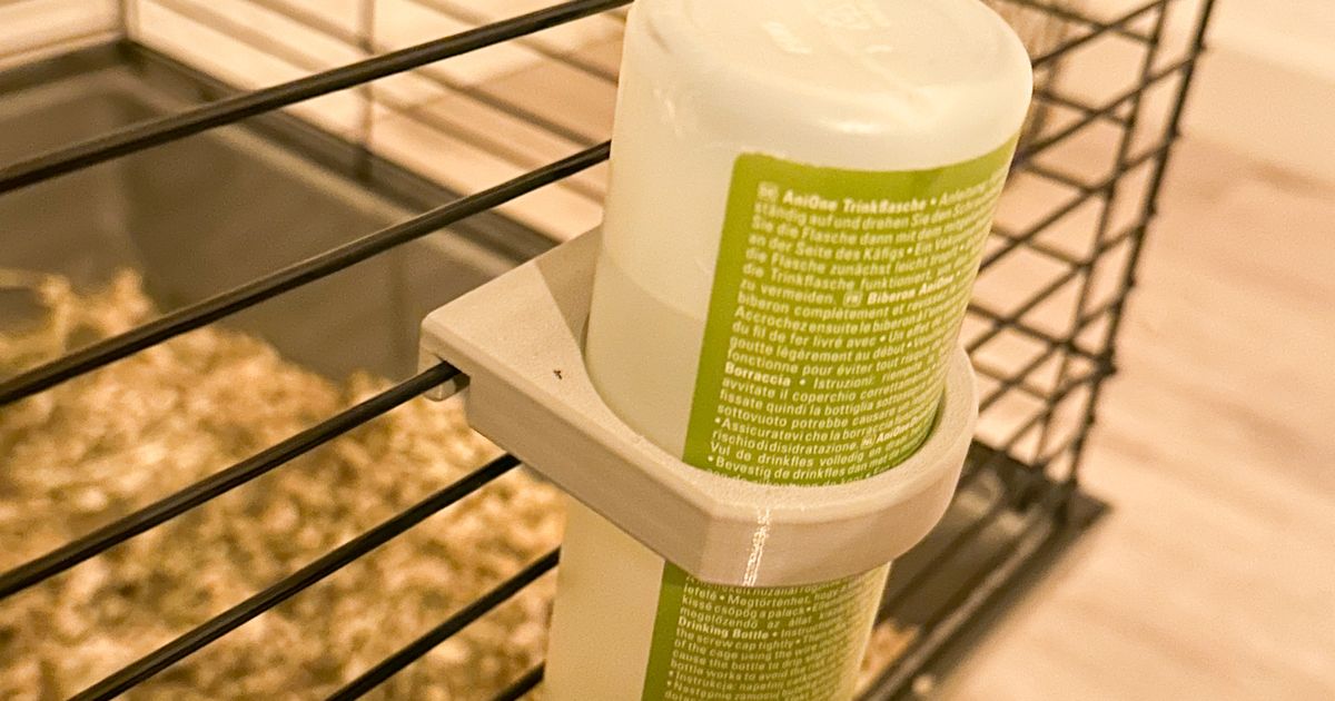 Cage mounted Water Bottle Holder for Bunnies/Guinea Pigs by Florian