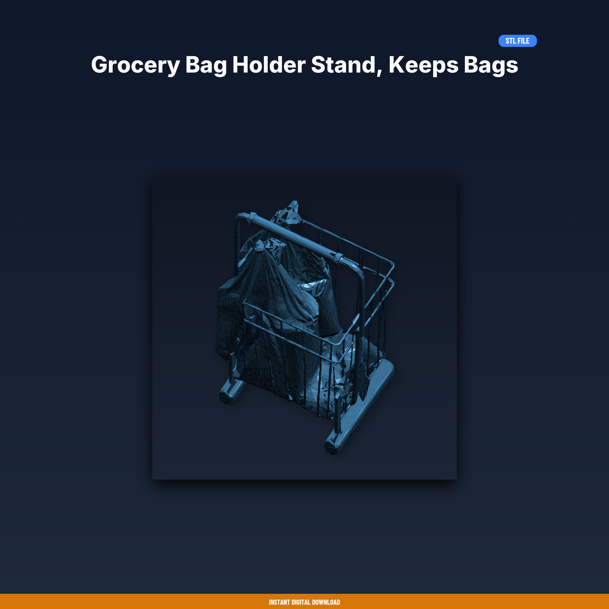 Grocery Bag Holder Stand, Keeps Bags Open, One-Handed Filling, - 3D Printable STL File