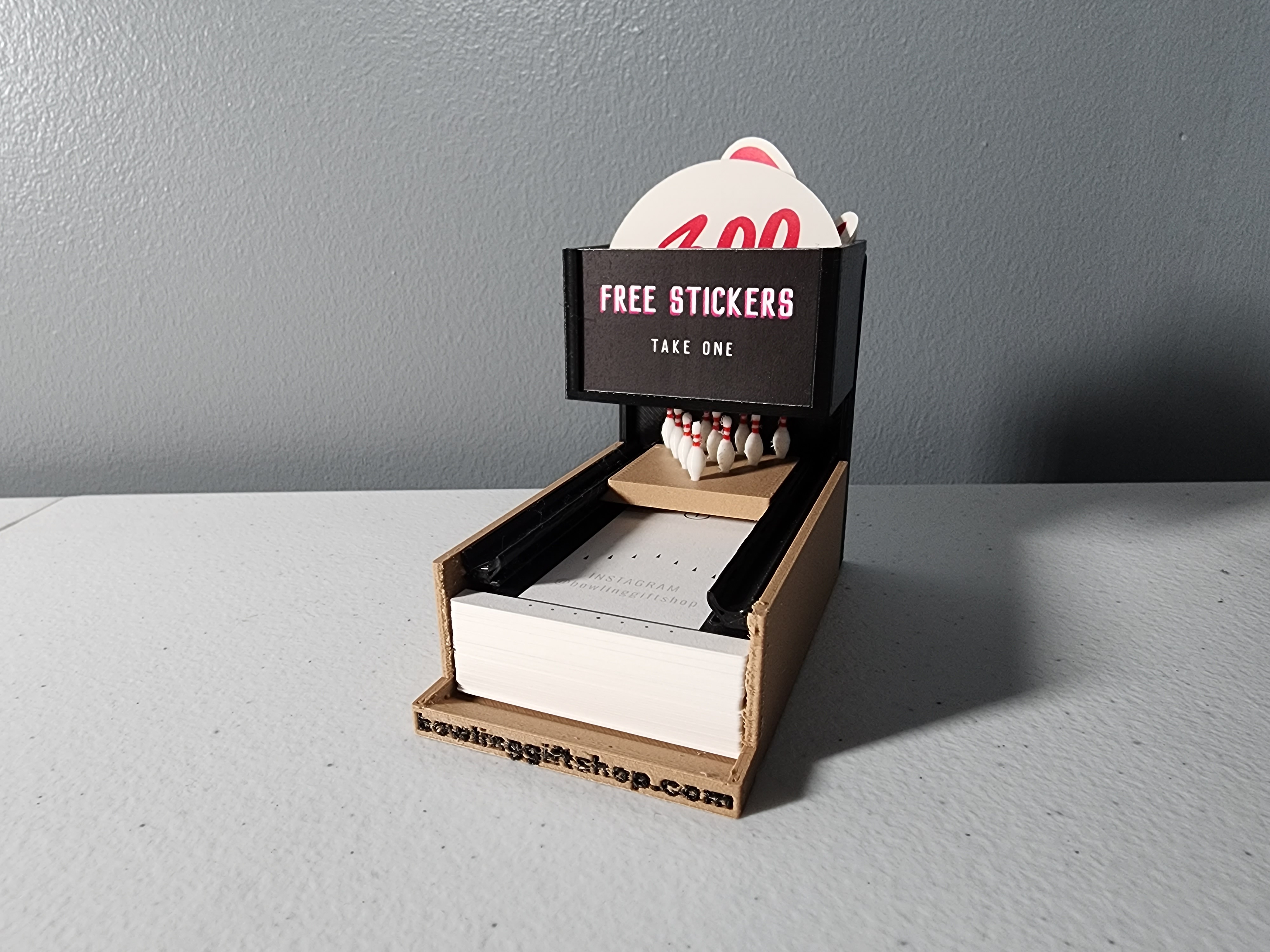 Bowling Lane Business Card Holder | Banner | Top Storage | Optional Front Website Plaque