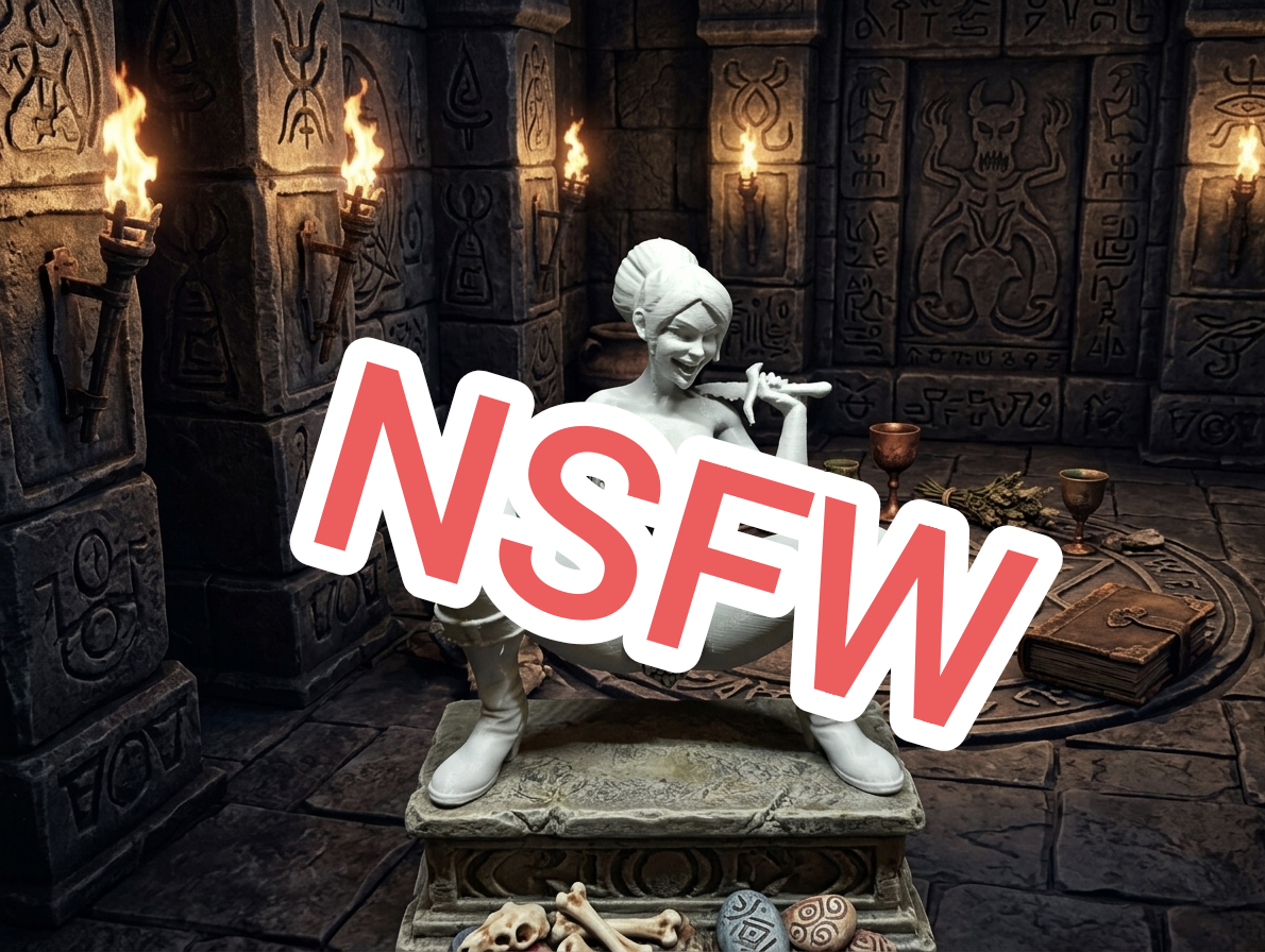 Nude Stylized Female Warrior with Dagger – 3D Print Statue (nsfw)