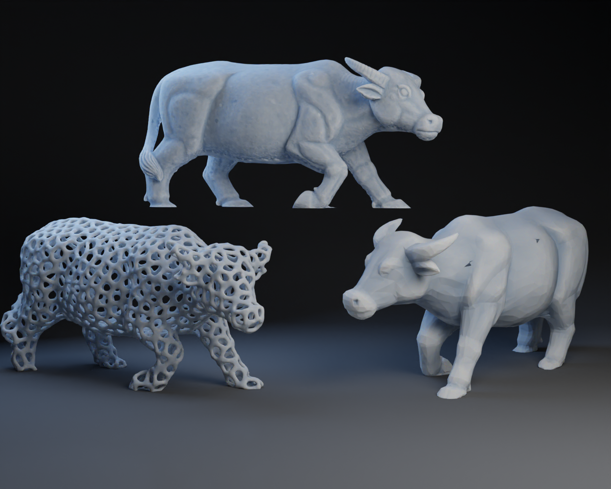 Voronoi Ox/Bull + low and high poly Original