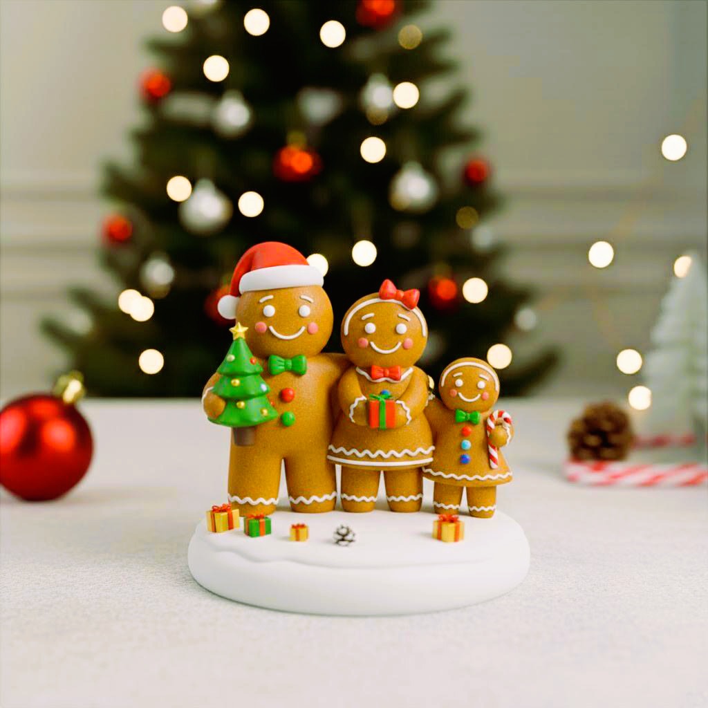 Gingerbread Family Christmas Figurine