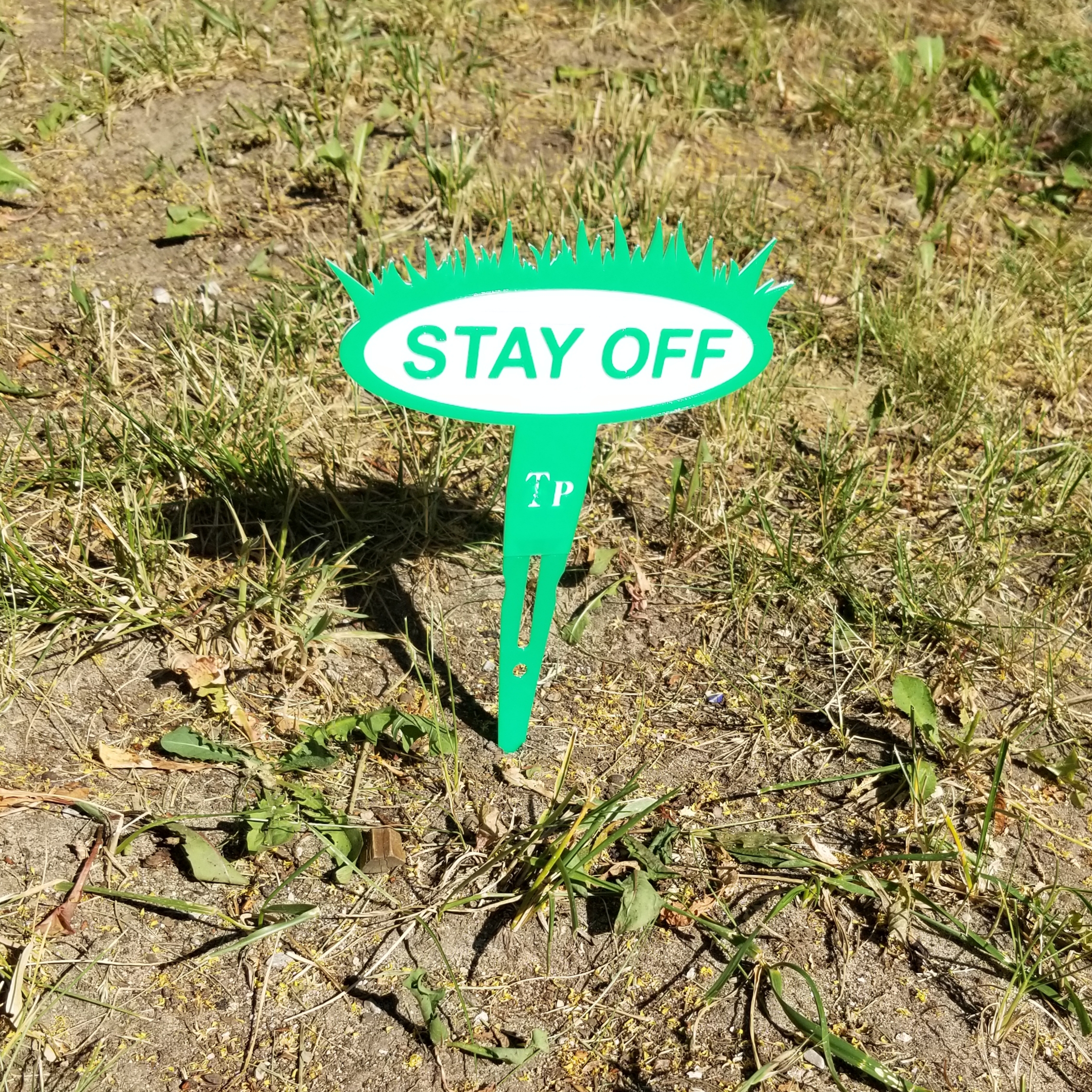 Stay off the grass lawn stake