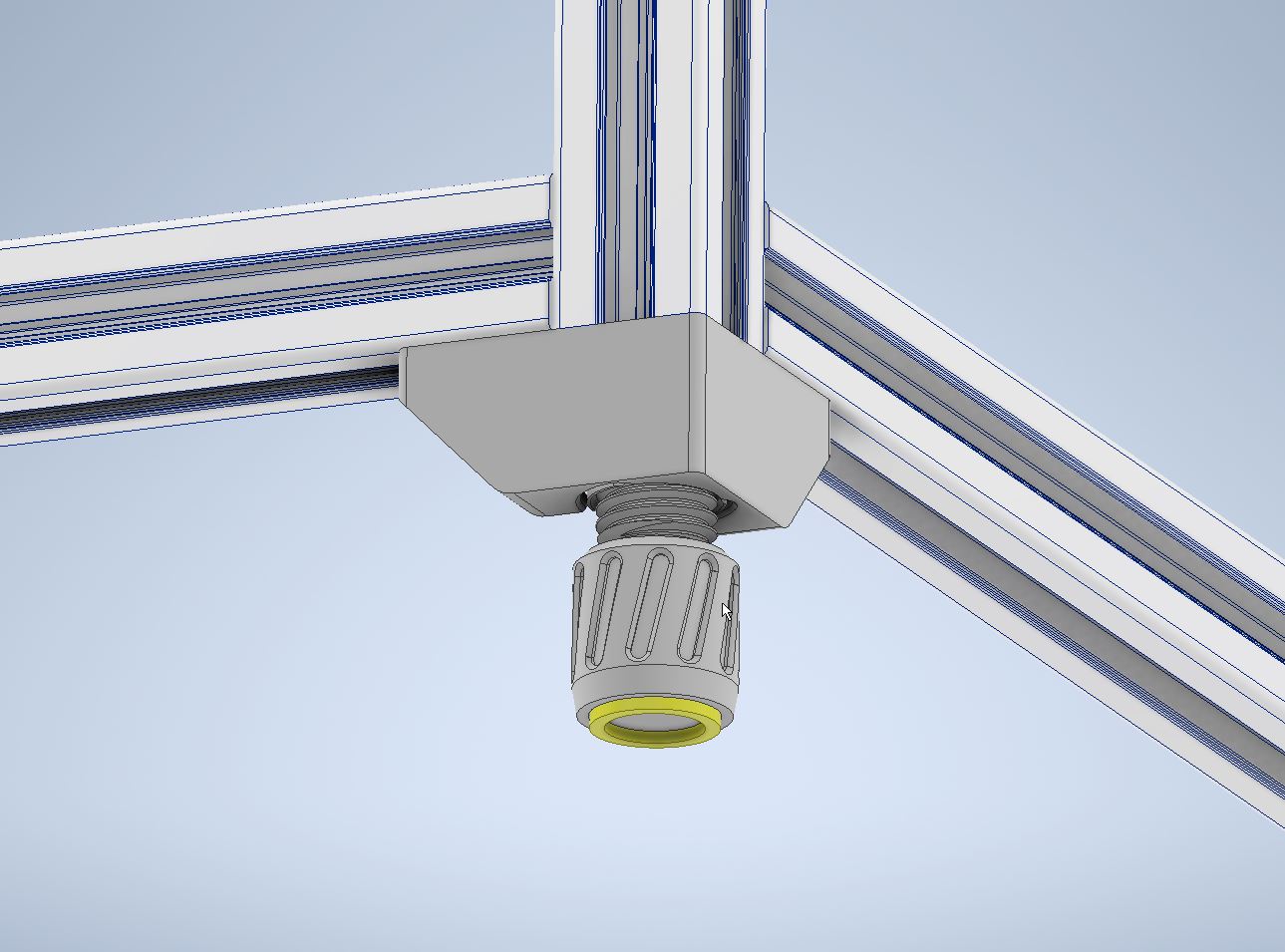 Adjustable, lockable foot for 2020 Extrusion