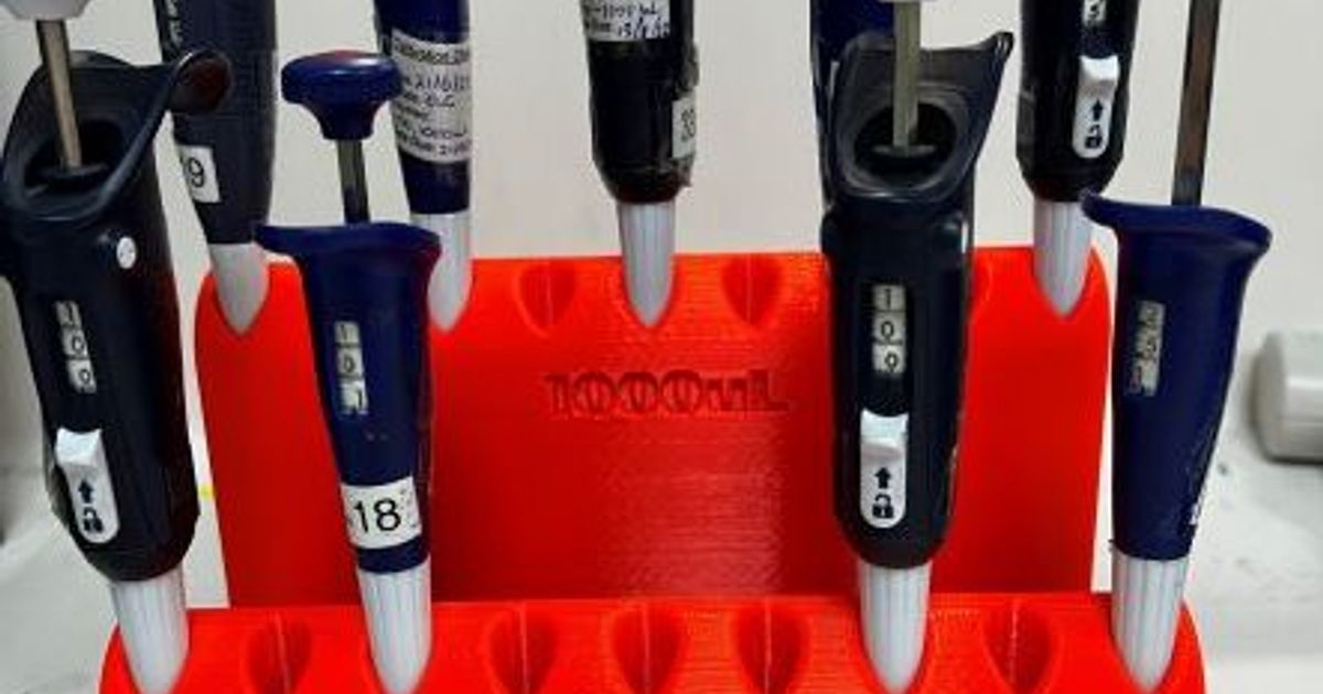 Rack for Gilson positive displacement pipettes by SuperMatt Inc