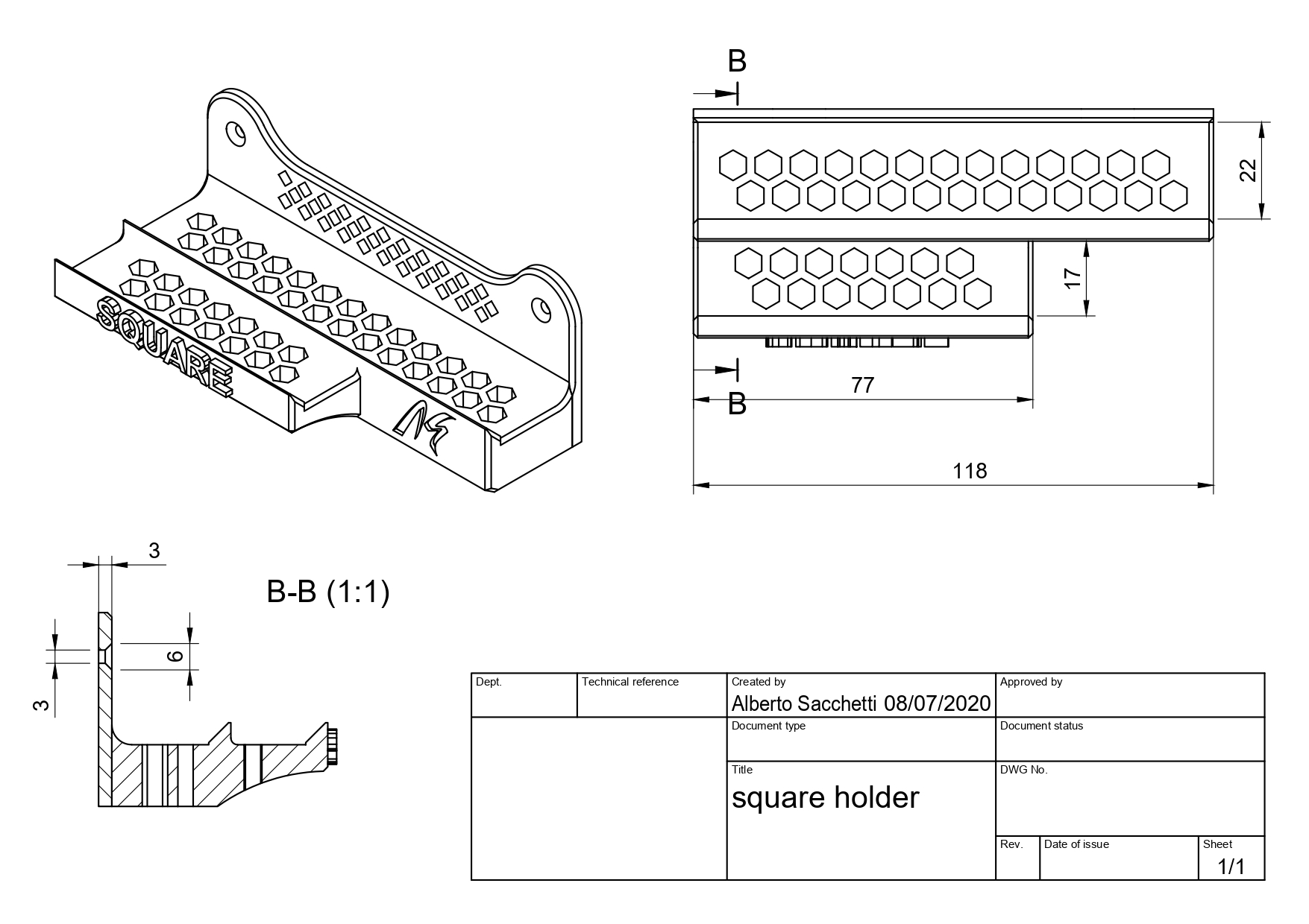 Miniatura 3 do modelo 3D Square holder