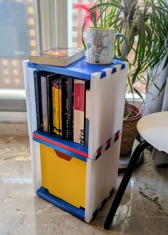 Modular cube shelf with box drawer