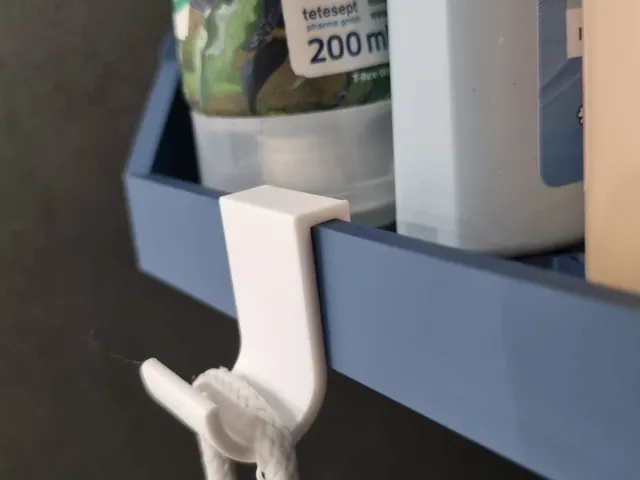 Simple hook for corner shower shelf
