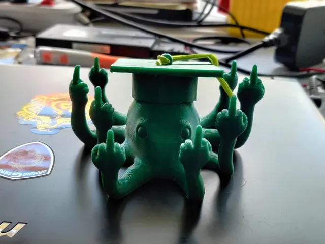 Rude octopus with graduation cap