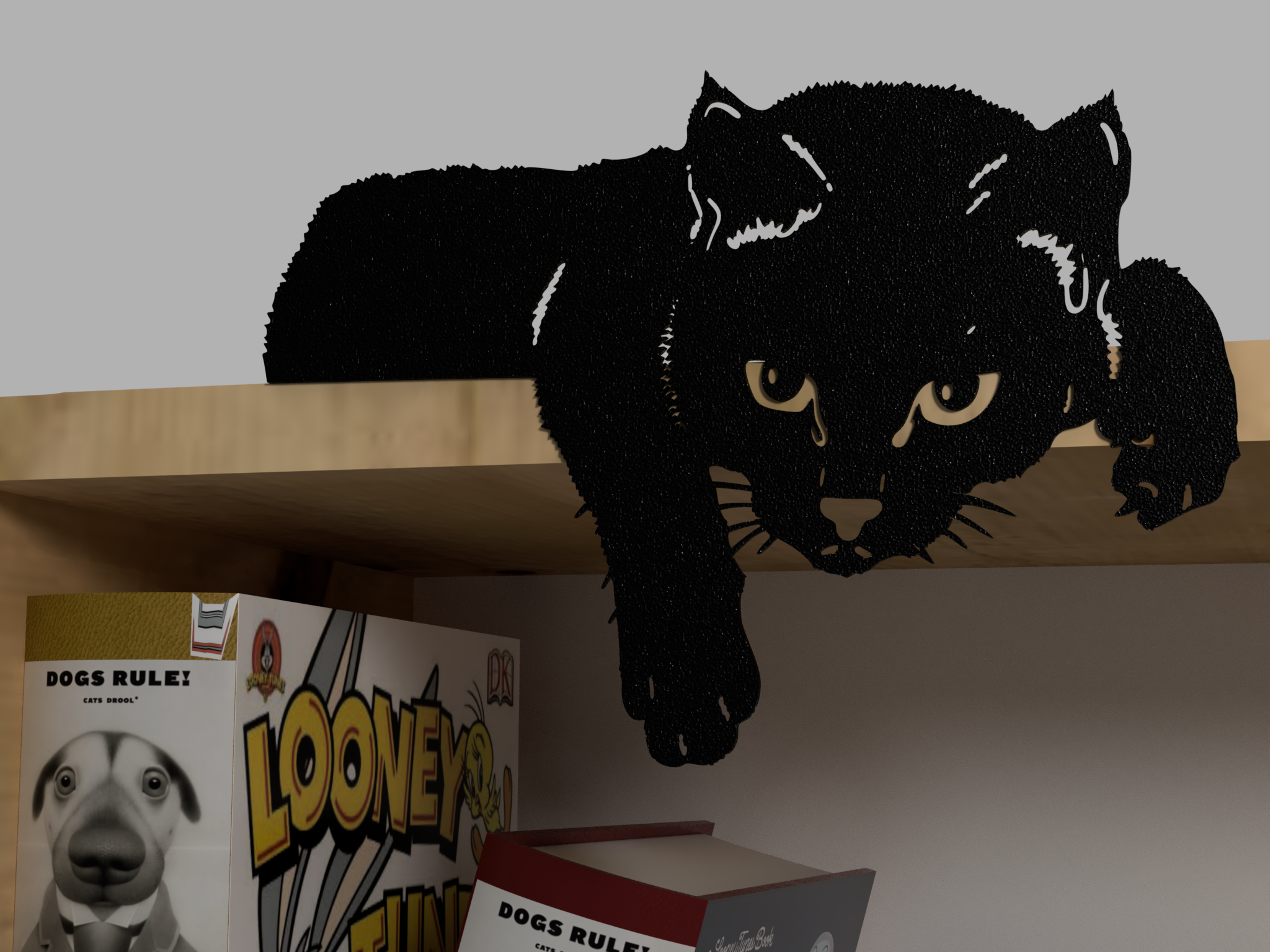 Cat on a shelf