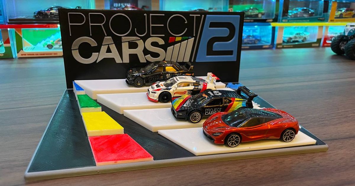 Free STL file Project CARS 2 Theme Display (Quad 1/64 Scale Cars