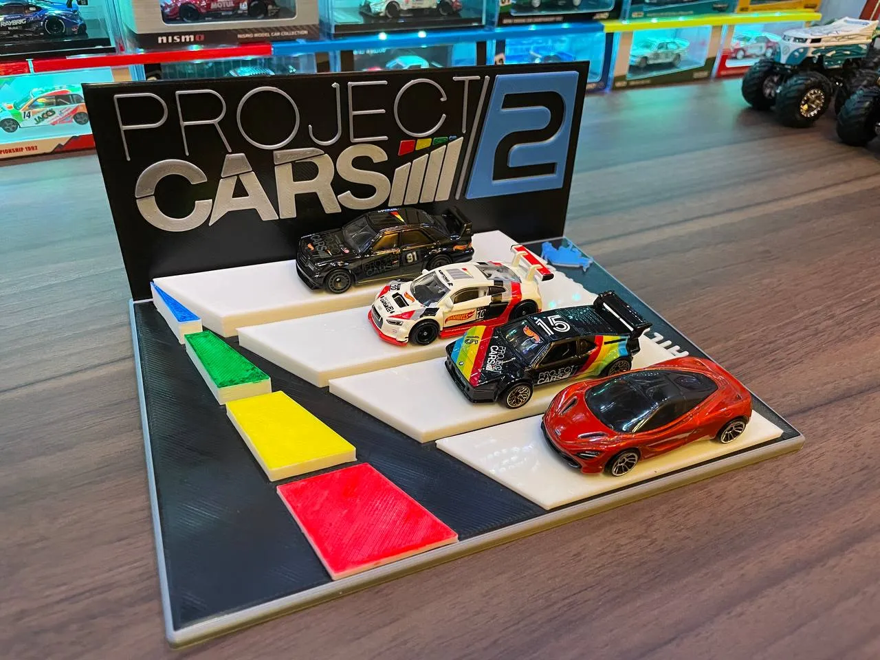 Free STL file Project CARS 2 Theme Display (Quad 1/64 Scale Cars