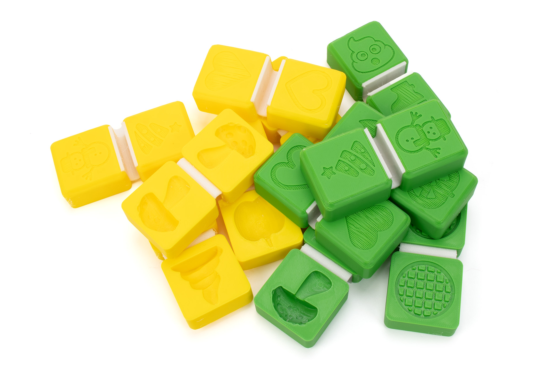 Sensory play molds with stamps (flexible hinge)