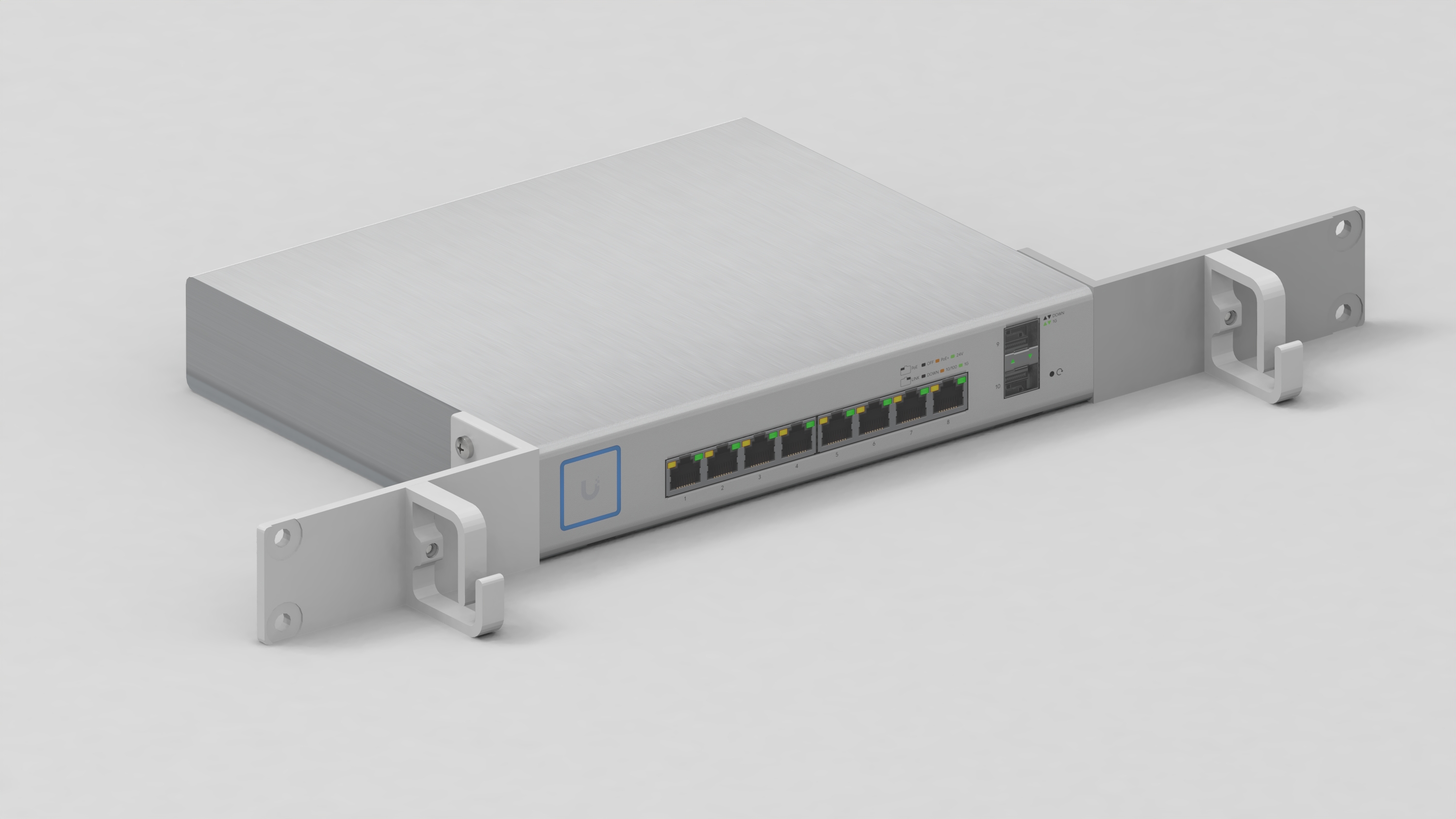 19" Rackmount Bracket for Ubiquiti 8-Port PoE Switch