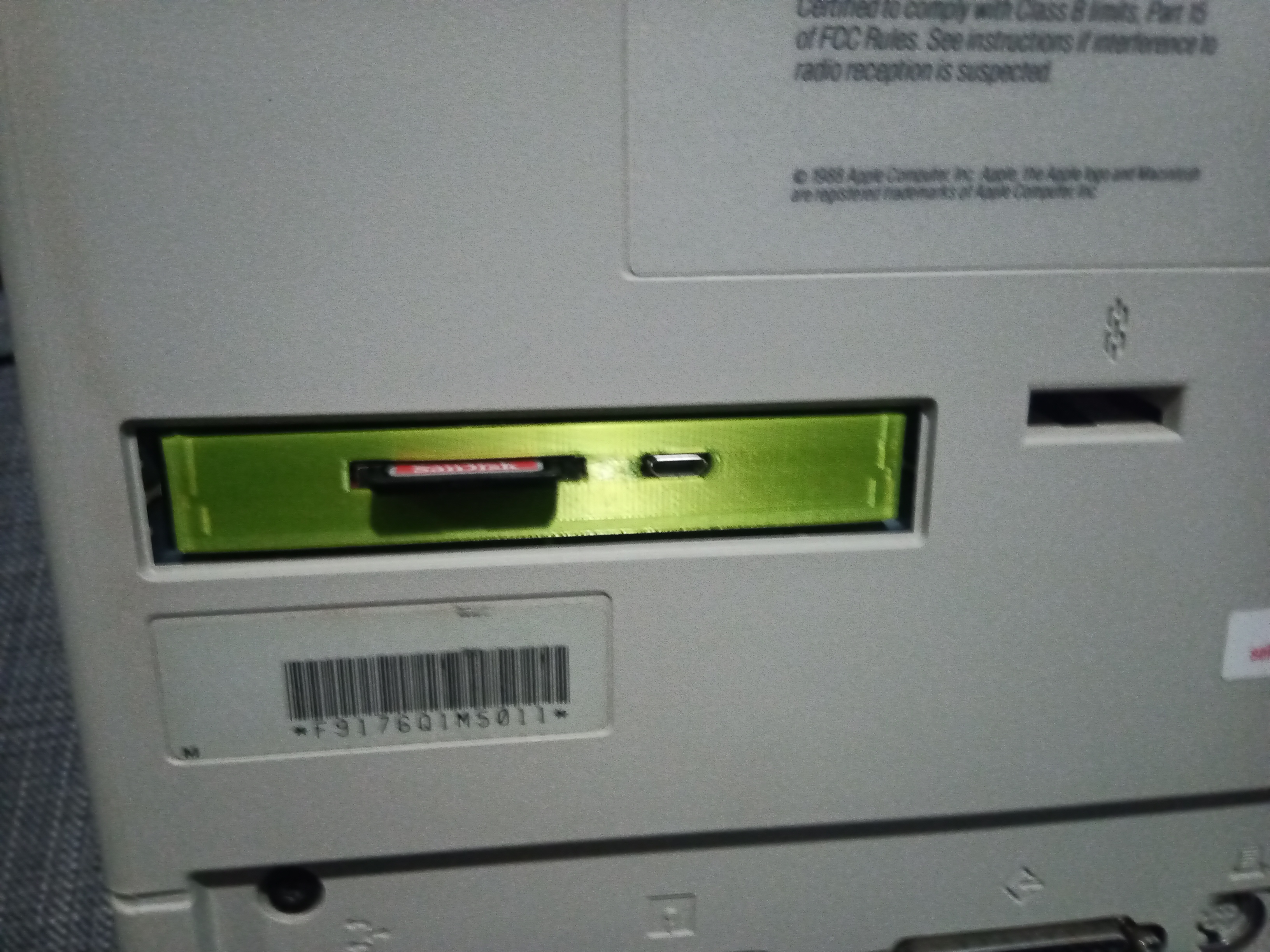 Macintosh SE ZuluSCSI/SCSI2SD bracket